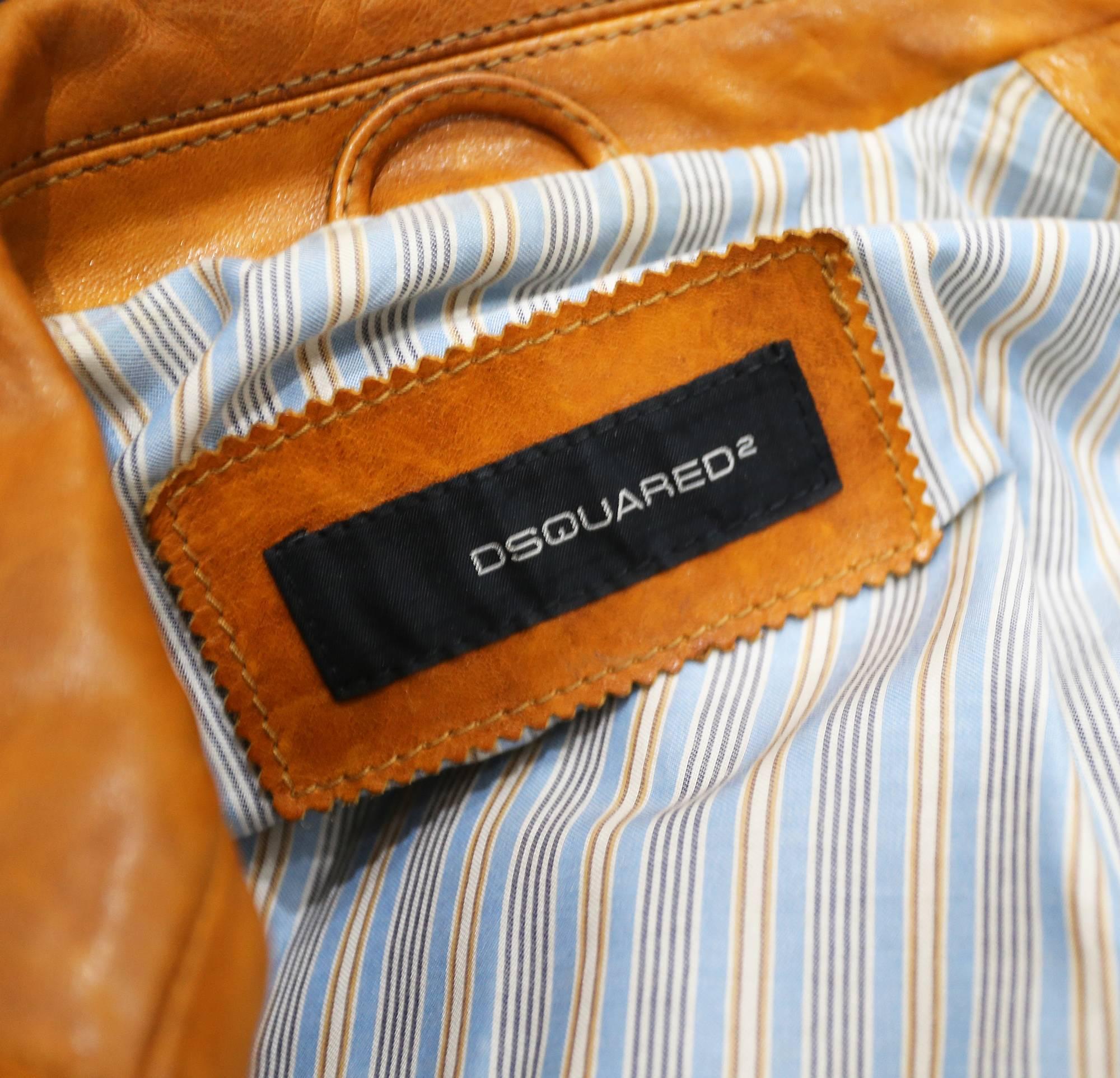 DSquared2 Herren Tan Civl War Lederjacke für Herren, ca. 2006 3
