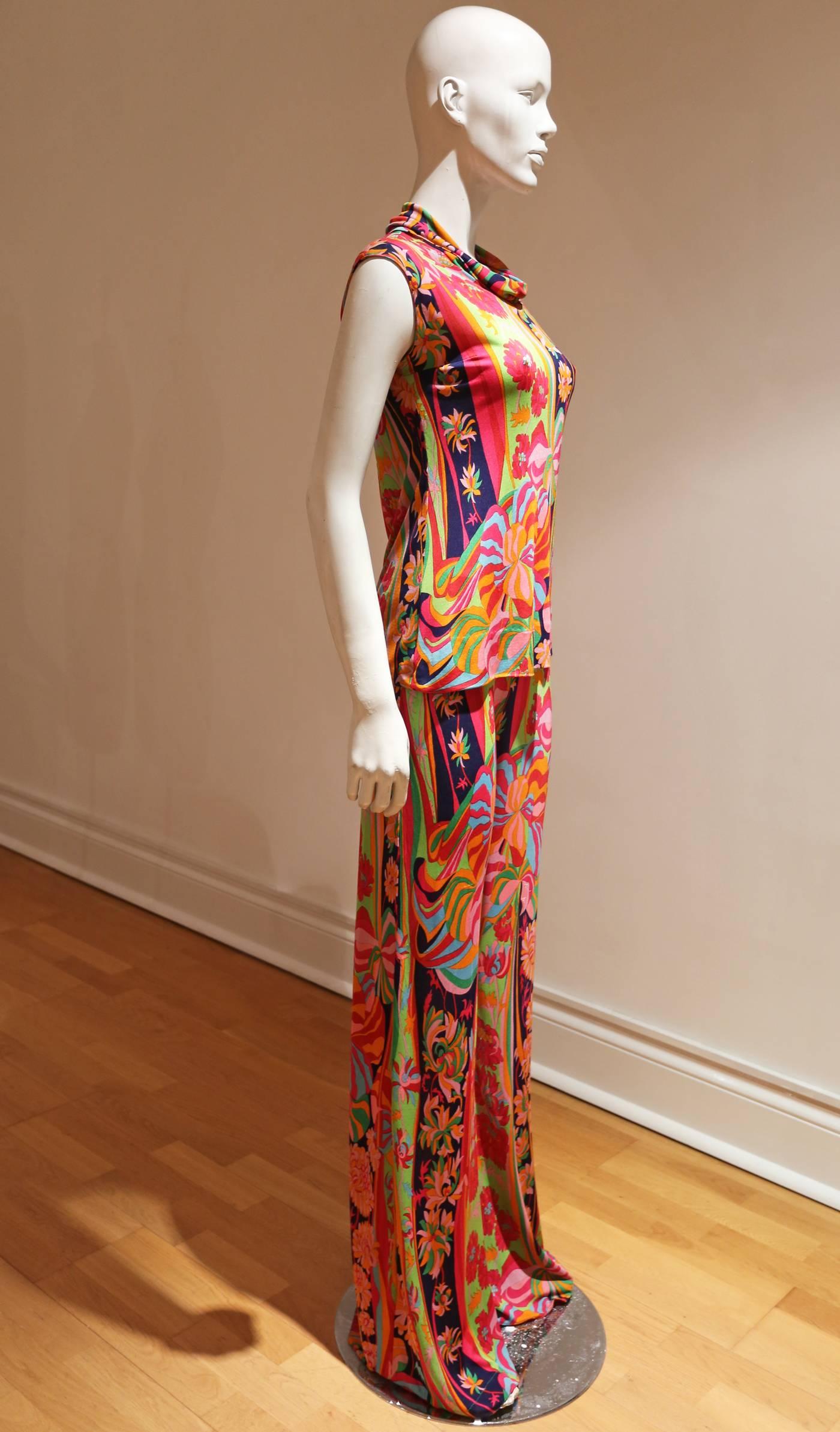 Leonard silk jersey pant suit, c. 1960s In Good Condition In London, GB