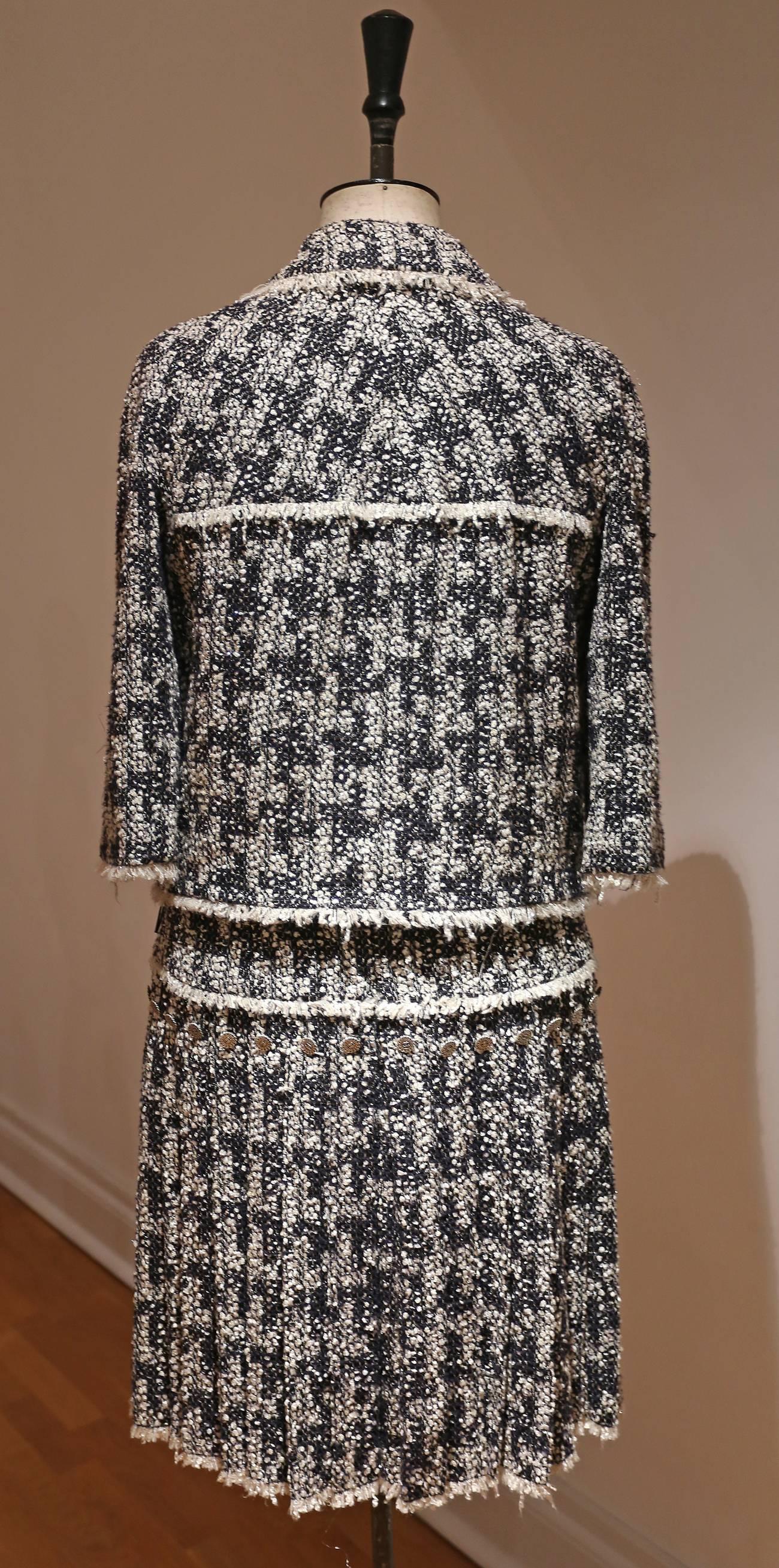 Chanel navy metallic boucle tweed skirt suit, Autumn-Winter 2005 1