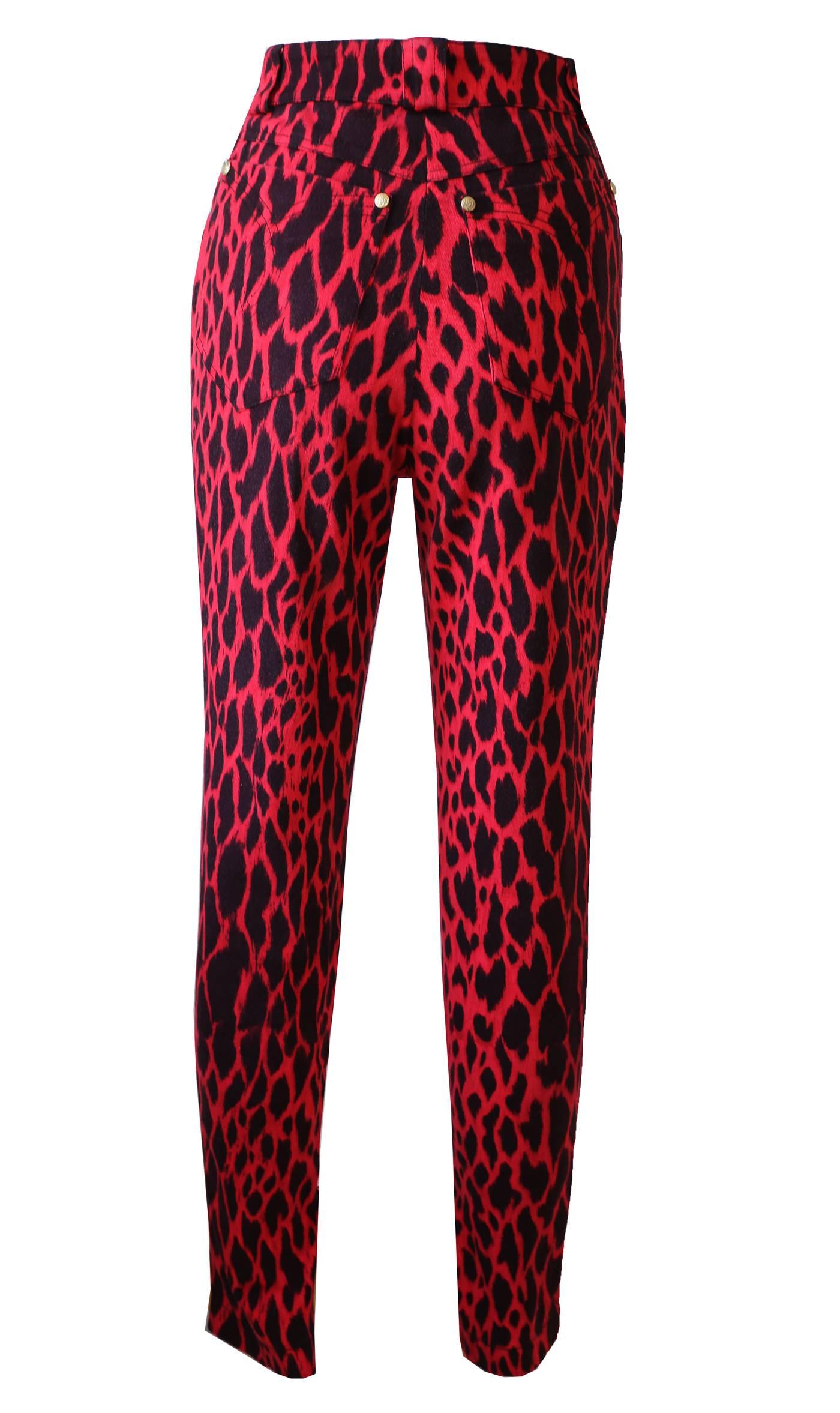 Red Gianni Versace red animal print cigarette pants, Spring - Summer 1992