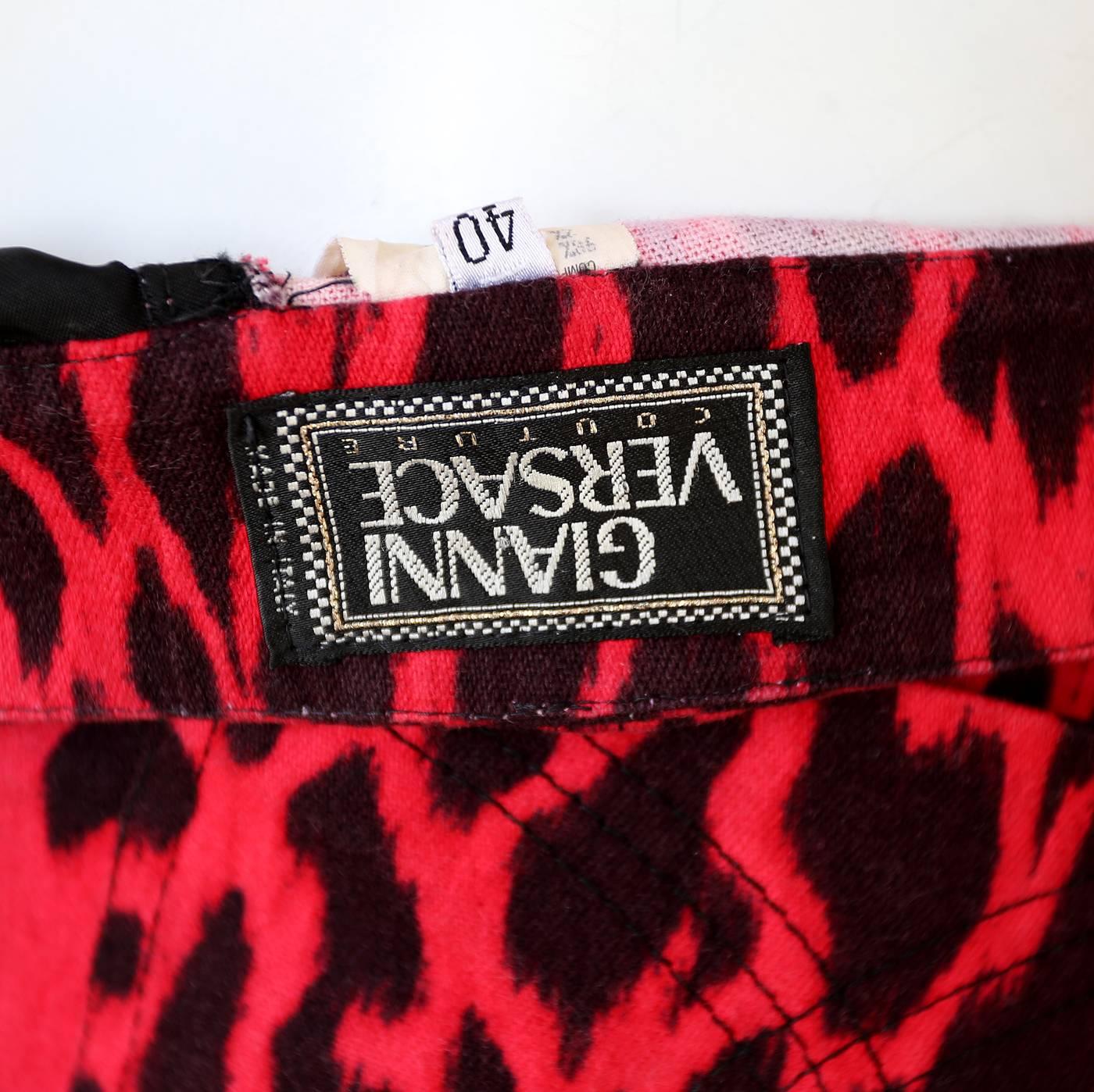 Women's Gianni Versace red animal print cigarette pants, Spring - Summer 1992