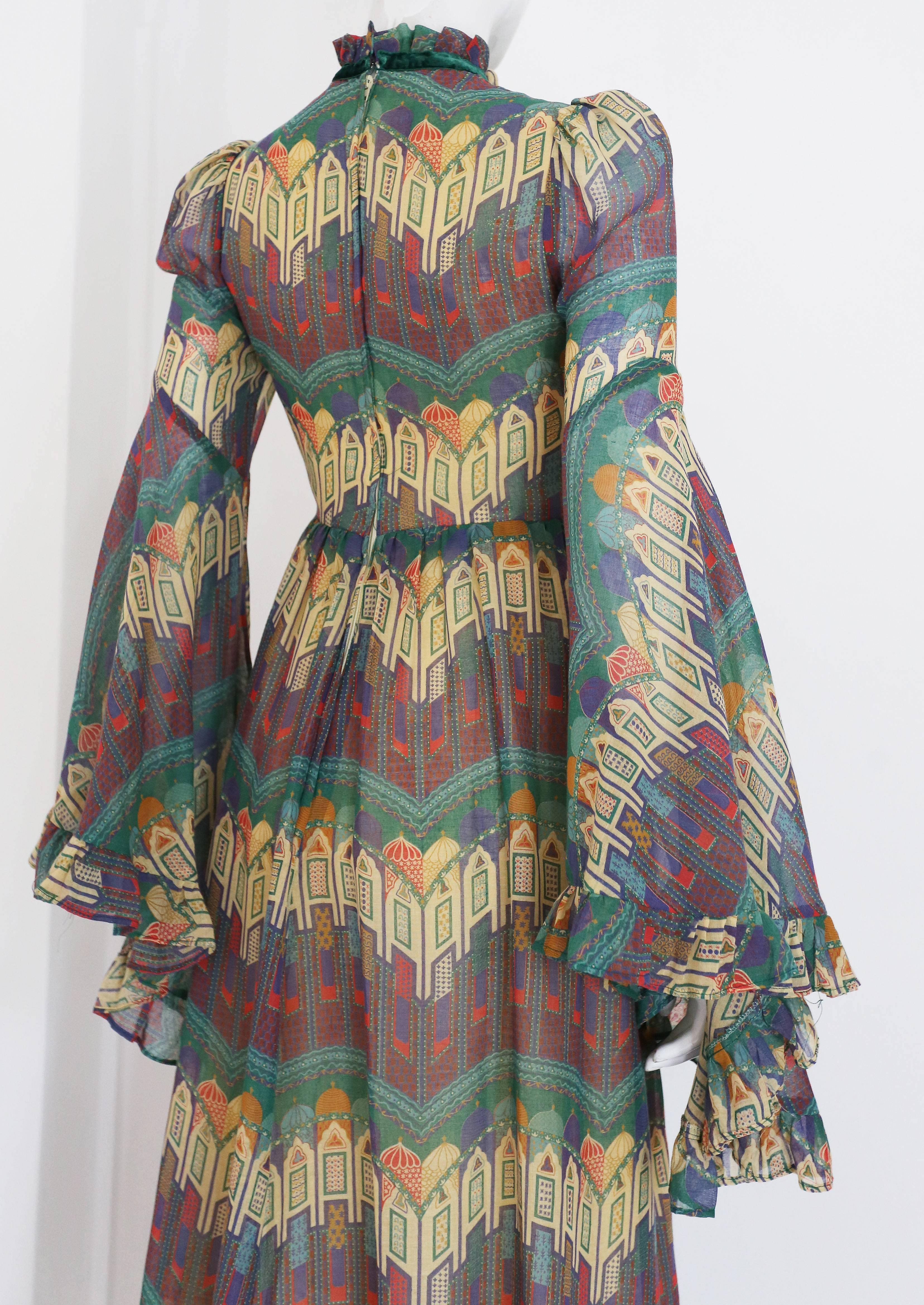 Samuel Sherman novelty print voile summer dress, c. 1970 In Excellent Condition In London, GB