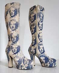 Platform boots with screen printed Andy Warhol Marilyn Diptych print, c. 1960s