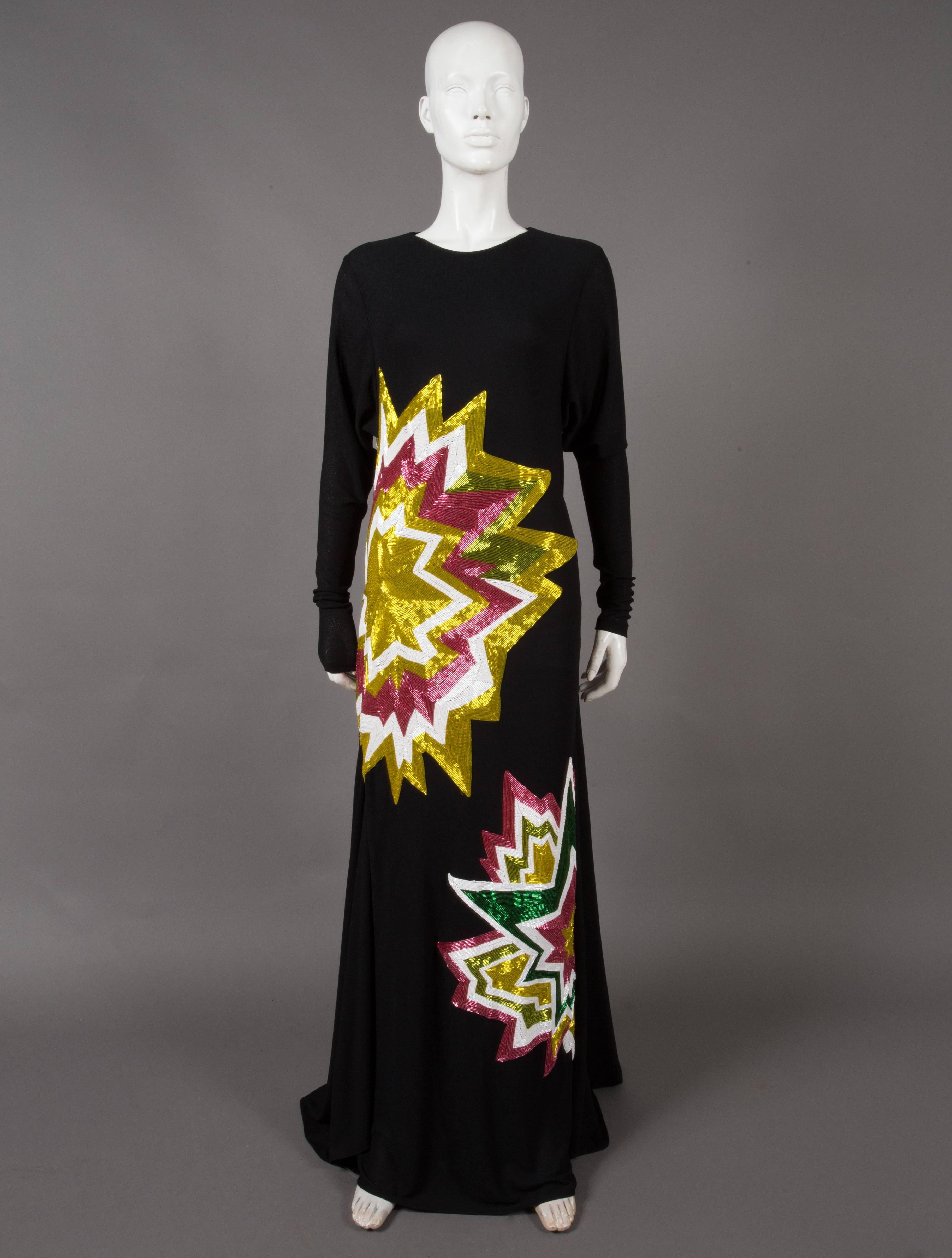 Tom Ford vestido de noche negro embellecido inspirado en el arte pop, fw 2013 en venta 2