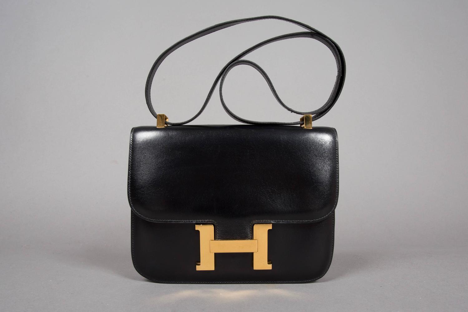 Hermes Constance Black H bag with gold hardware 23 cm For Sale at 1stdibs