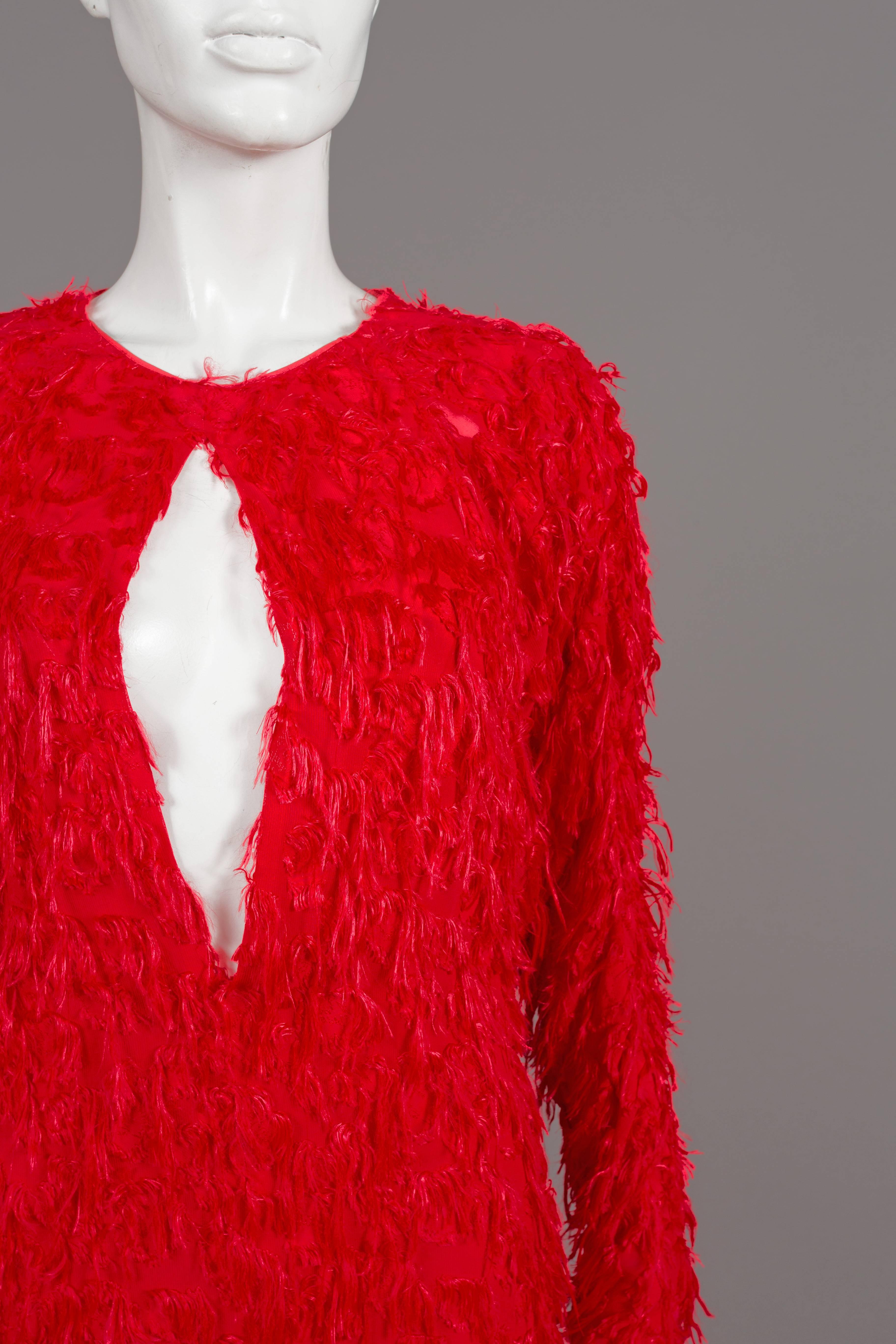 Chloé red fringed silk evening dress, C. 2014 3