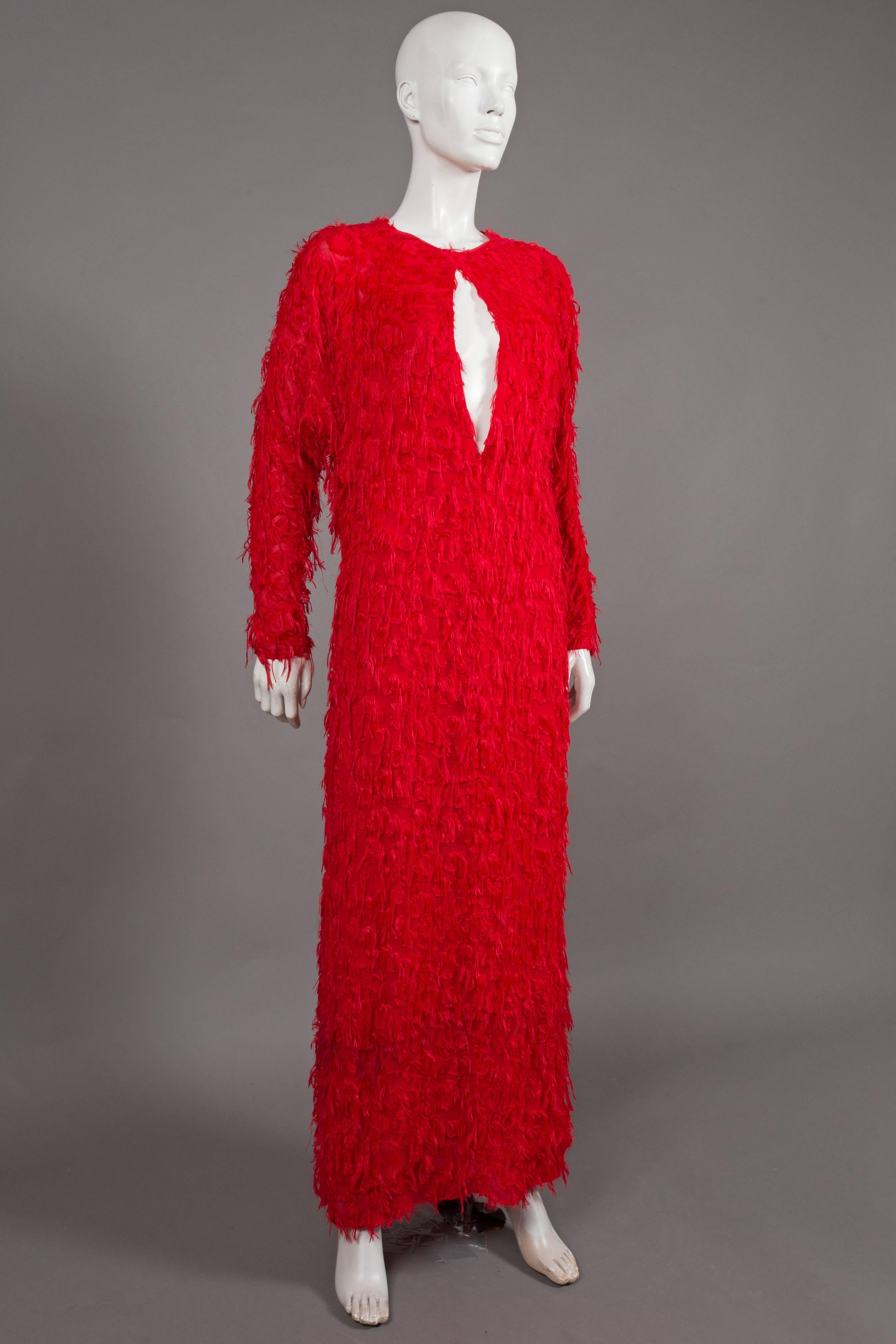 Chloé red fringed silk evening dress, C. 2014 4