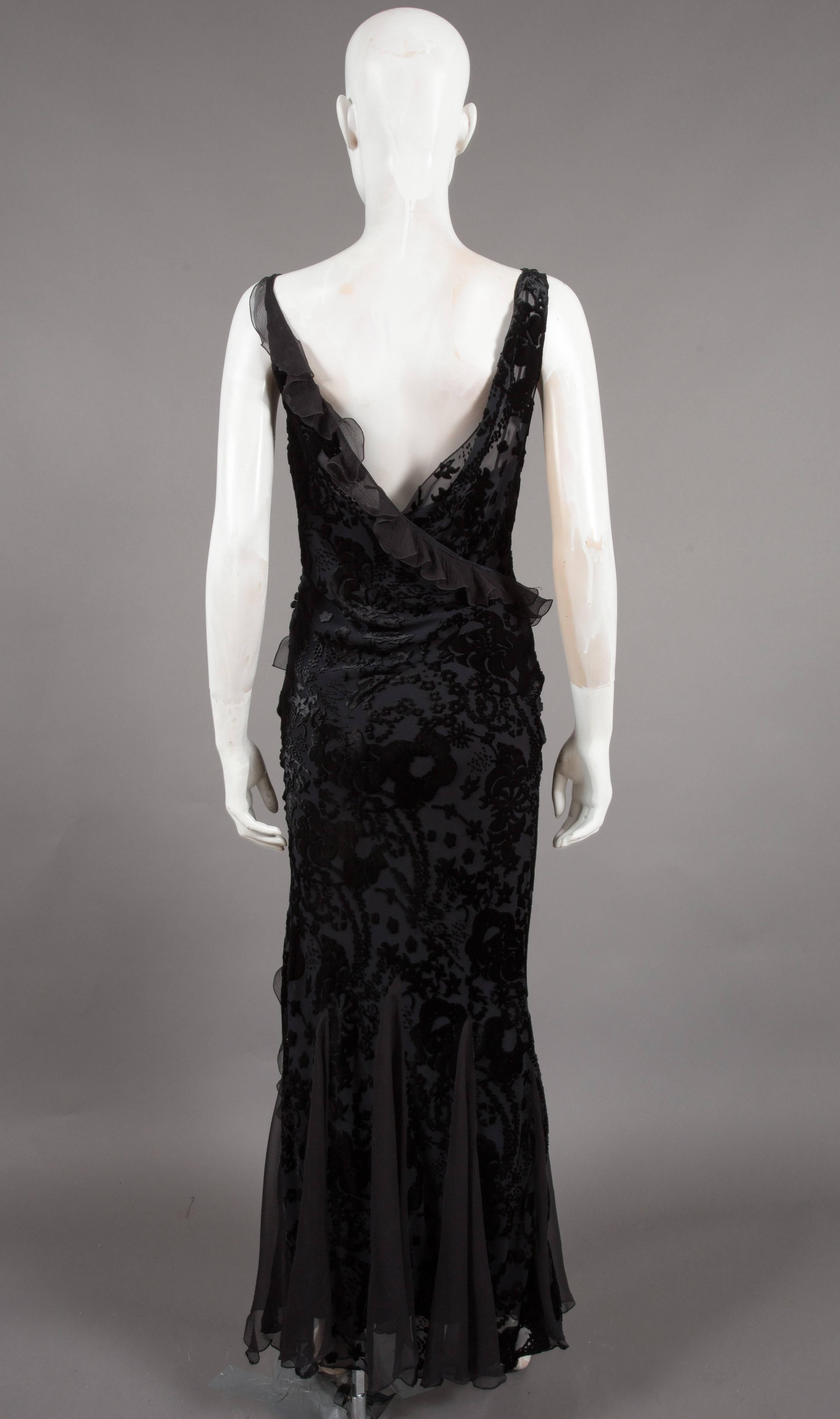 Christian Dior by John Galliano black devoré evening dress, c. 1990s In Excellent Condition In London, GB