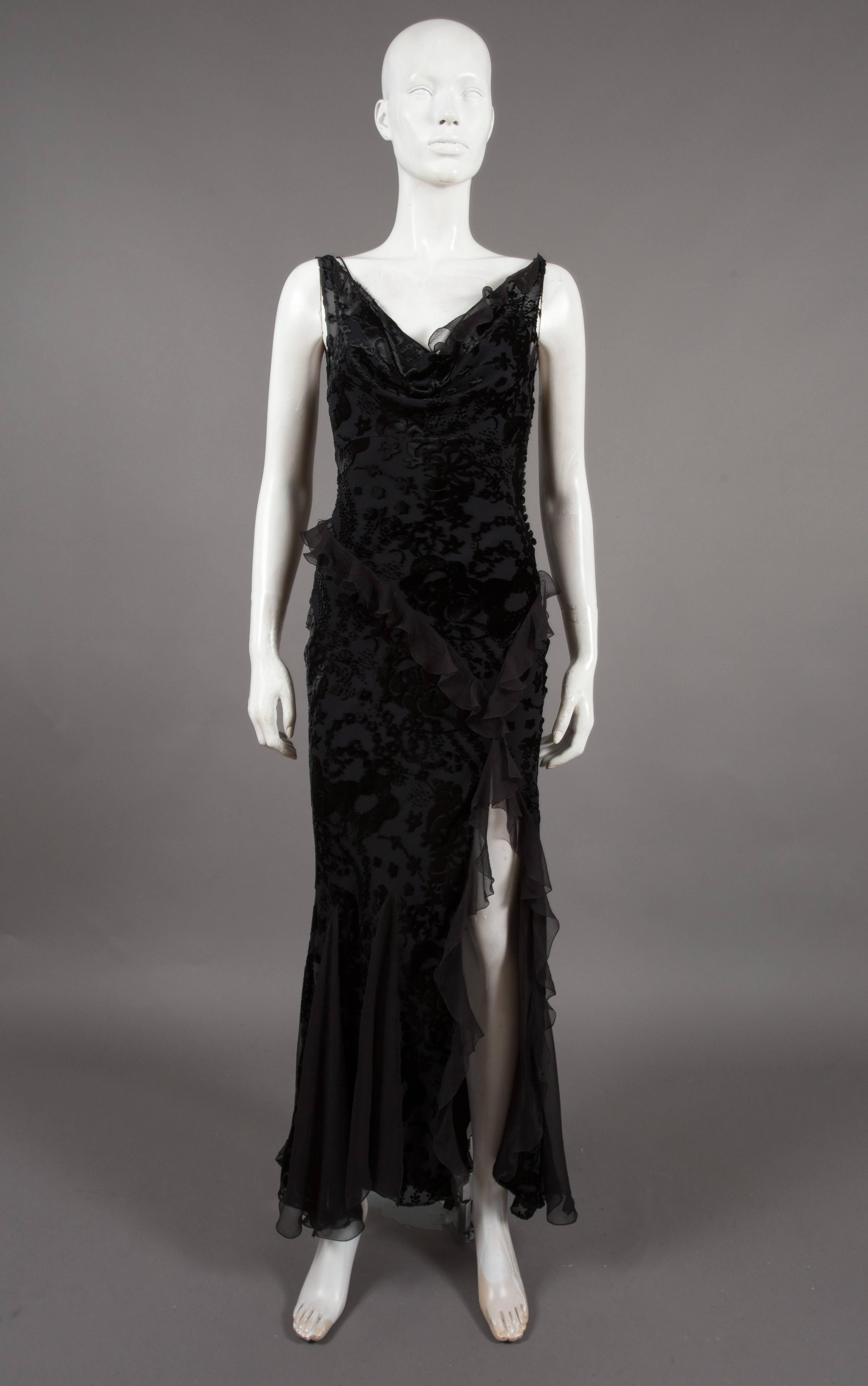 Christian Dior by John Galliano black devoré evening dress, c. 1990s at ...
