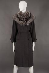Yves Saint Laurent cashmere fall coat with fox fur collar, circa 1990