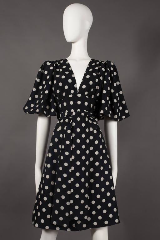 Yves Saint Laurent polka dot silk wrap dress, circa 1970 at 1stDibs | ysl polka  dot dress, 70s polka dot dress, polka dot silk dress