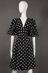 Yves Saint Laurent polka dot silk wrap dress, circa 1970