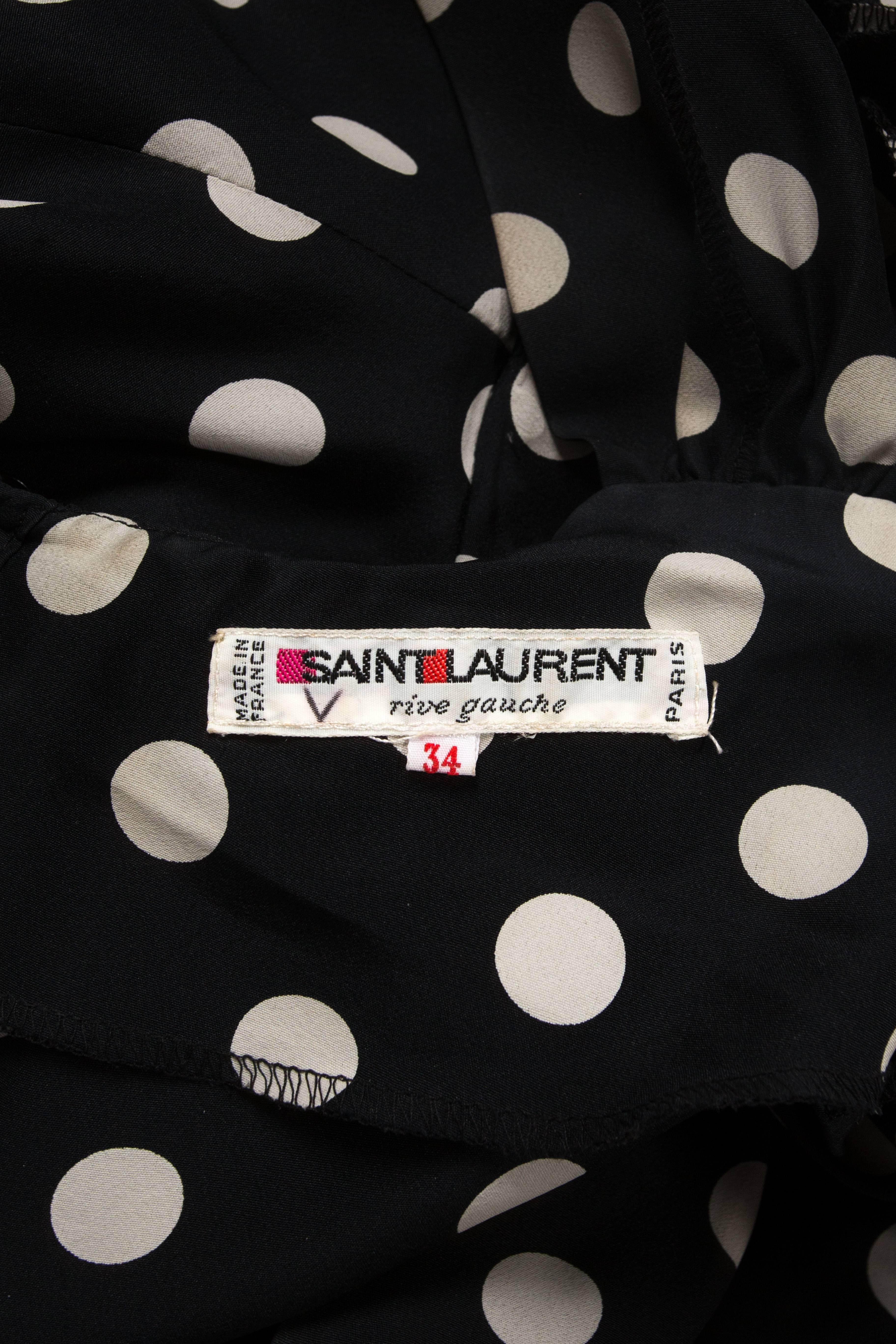 Women's Yves Saint Laurent polka dot silk wrap dress, circa 1970