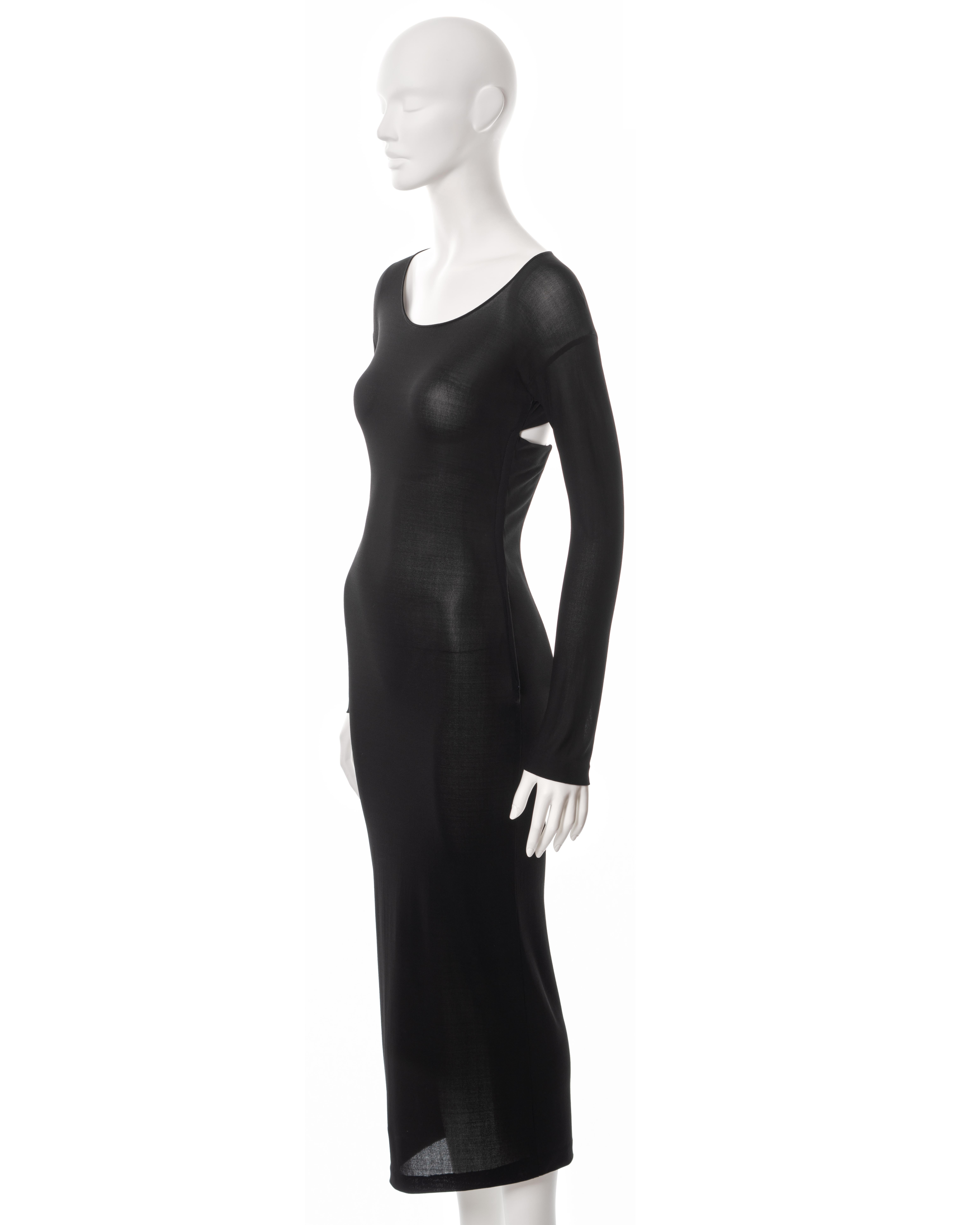 Dolce & Gabbana black viscose-lycra long sleeve corseted dress, ss 1999 For Sale 1