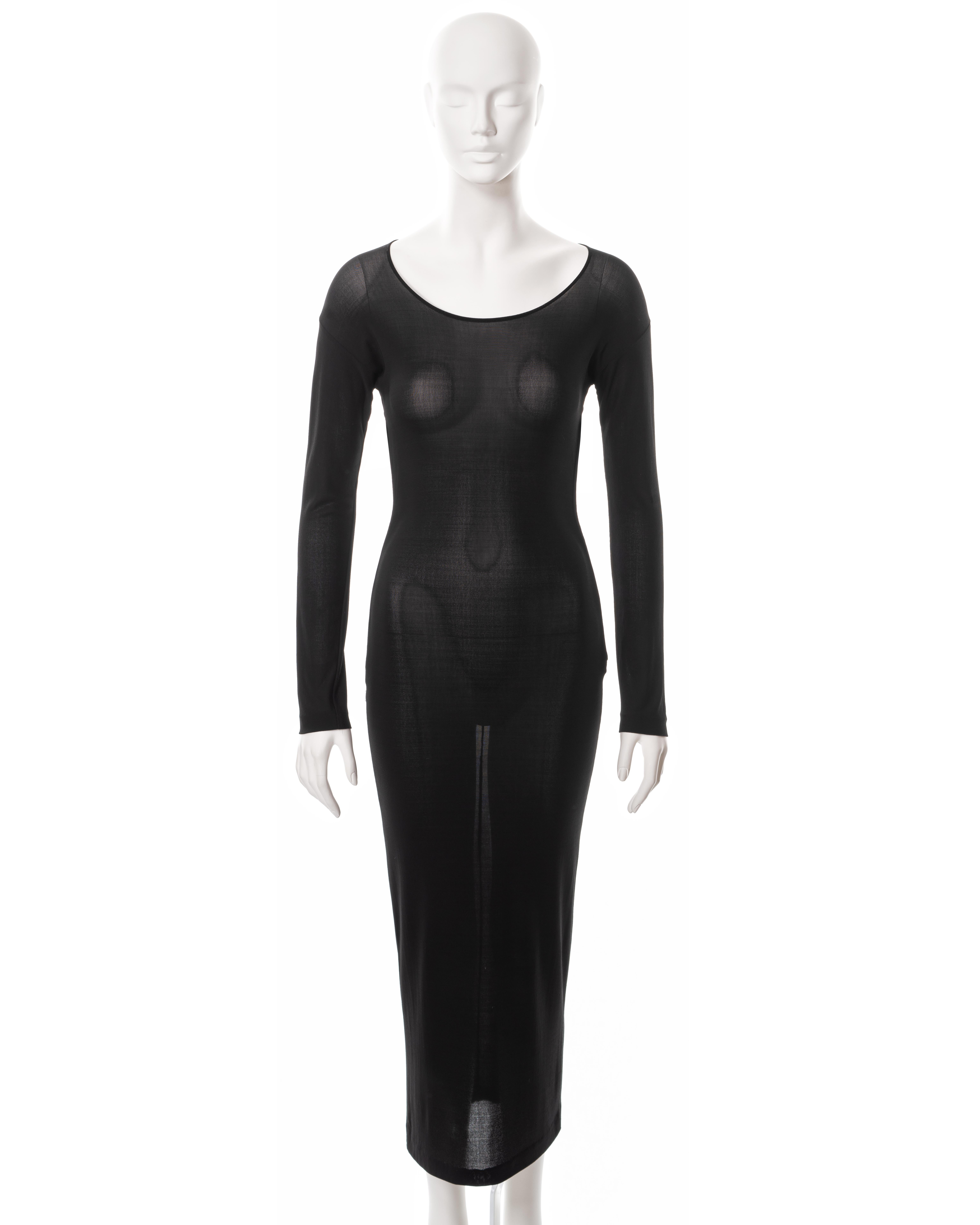 Dolce & Gabbana black viscose-lycra long sleeve corseted dress, ss 1999 In Excellent Condition For Sale In London, GB