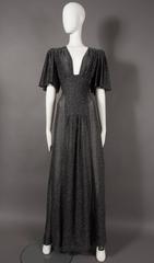 Ossie Clark silver lurex Studio 54 evening gown, circa 1970s