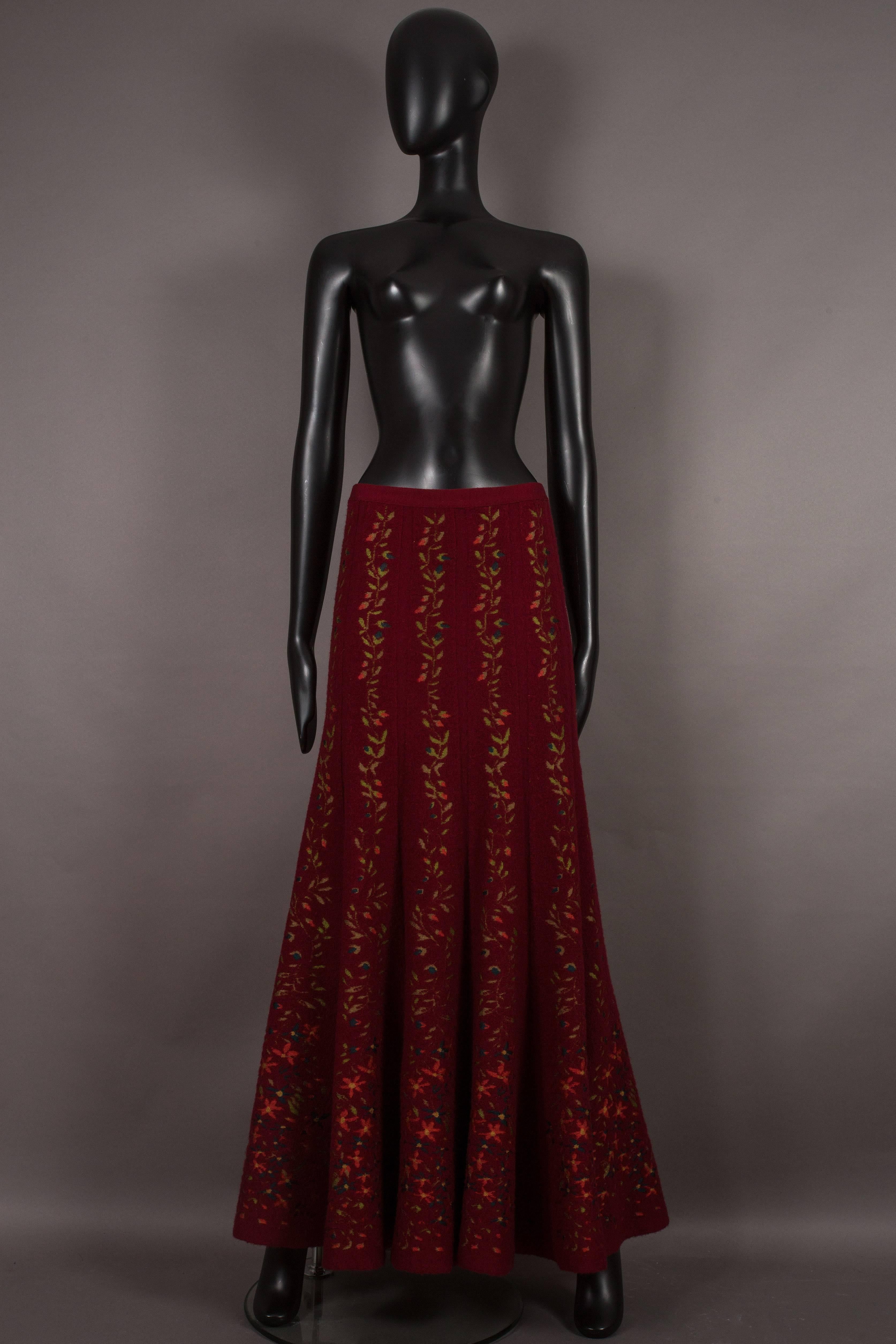 Black Alaia rouge embroidered knitted skirt, circa 1999