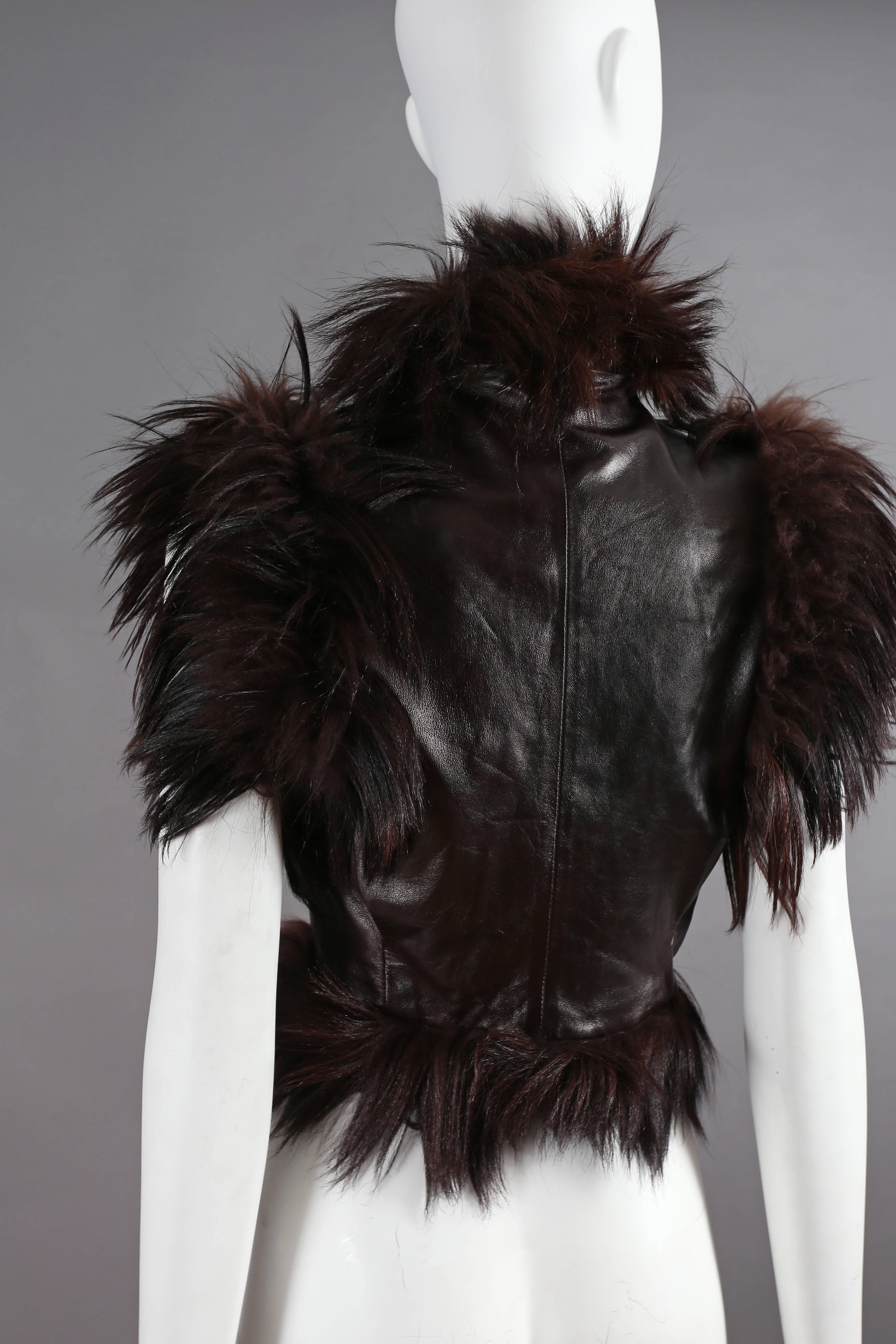 Alexander McQueen goat hair and leather gillet jacket, circa 2000 In Good Condition For Sale In London, GB