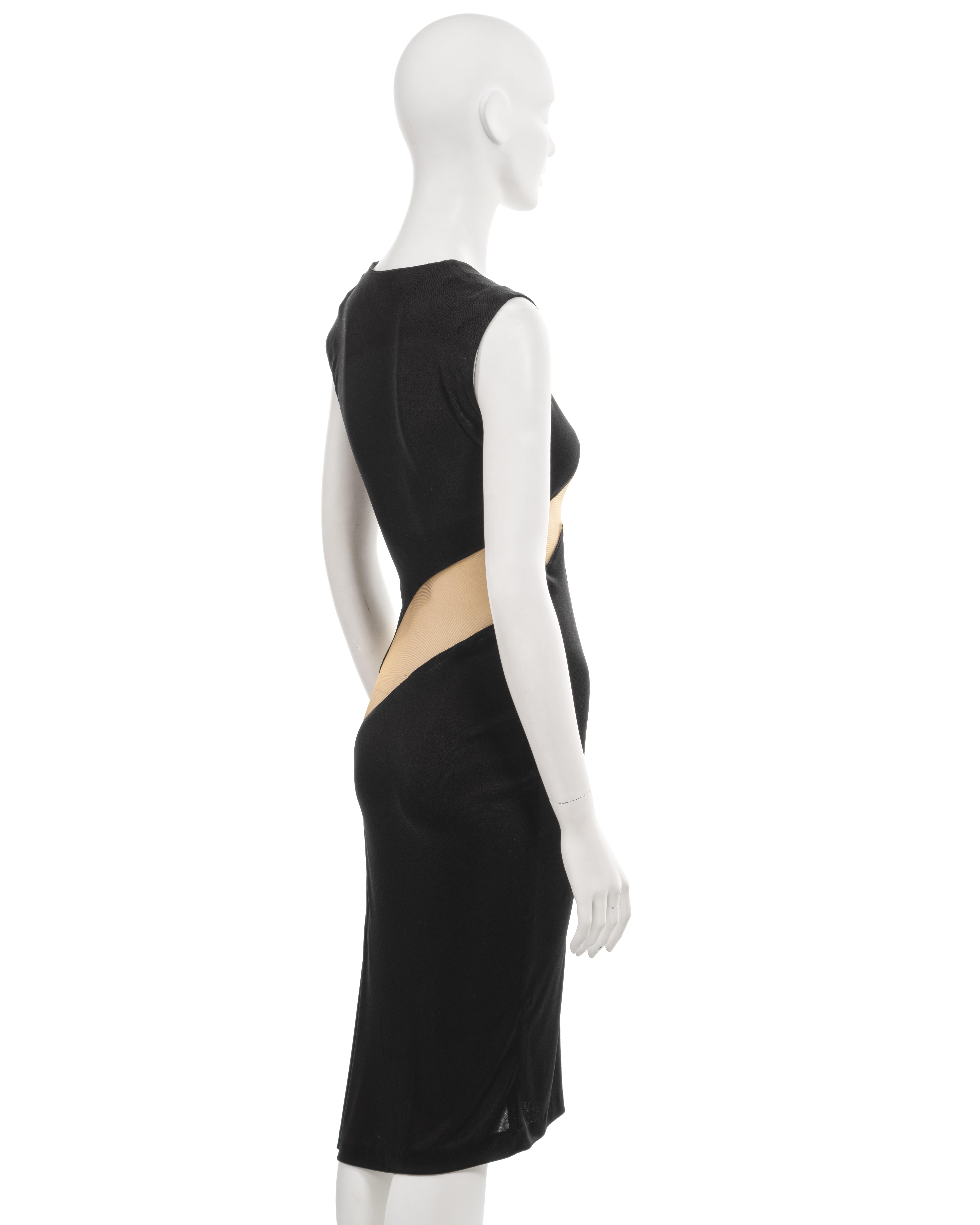 Alexander McQueen black acetate jersey dress with nude mesh insert, ss 1996 For Sale 3