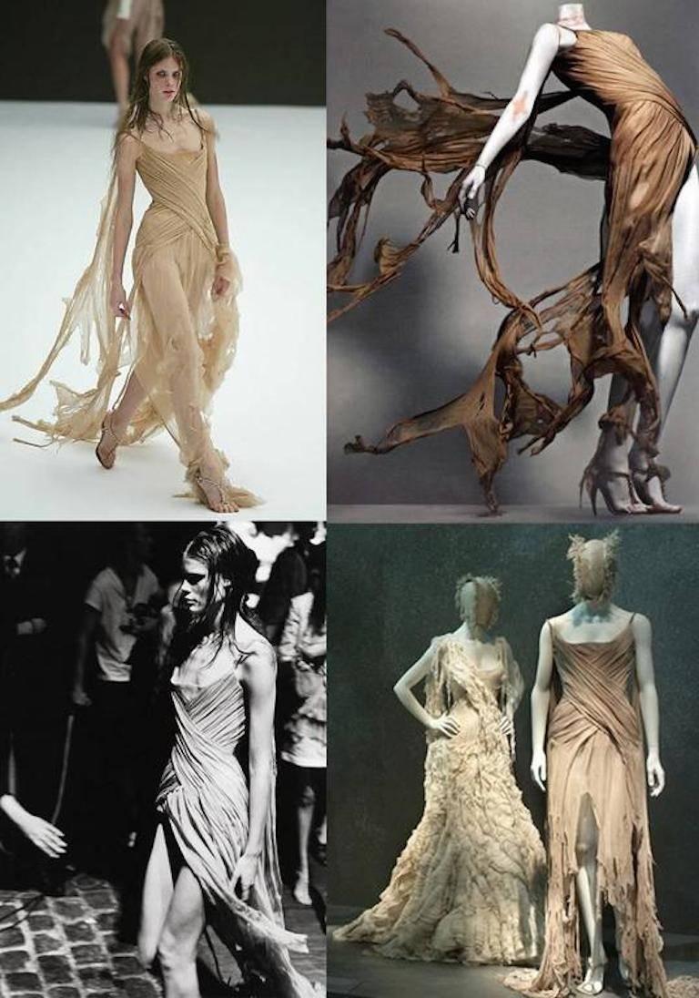 Alexander McQueen nude silk chiffon 'Irere' evening gown, circa 2003 In Excellent Condition In London, GB