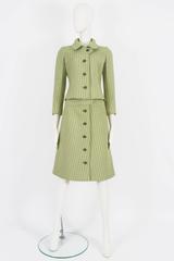 Courreges Haute Couture lime green wool jacket and skirt suit, c. 1969