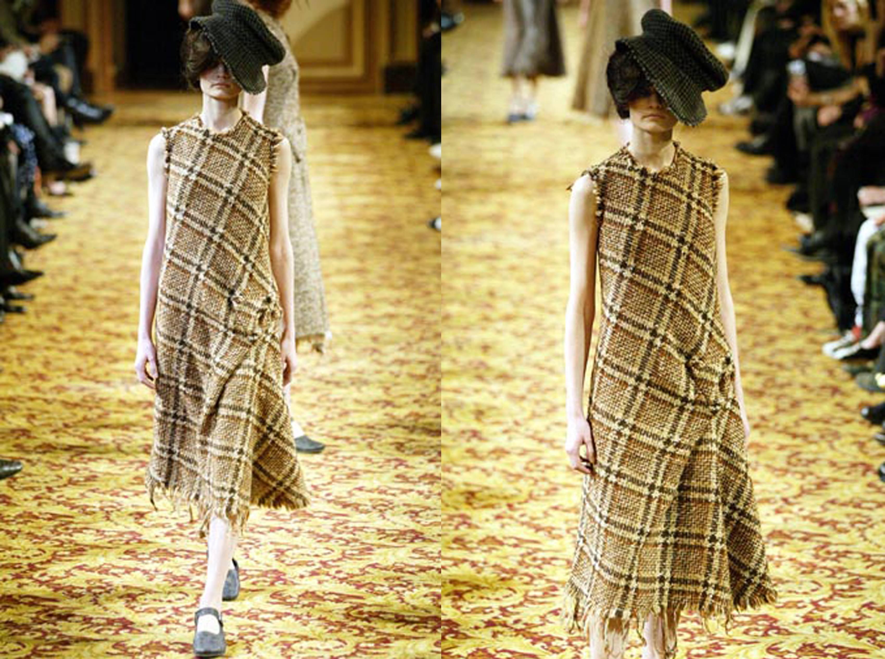 Junya Watanabe x Comme des Garcons tweed dress with frayed hem, autumn-winter 2003.