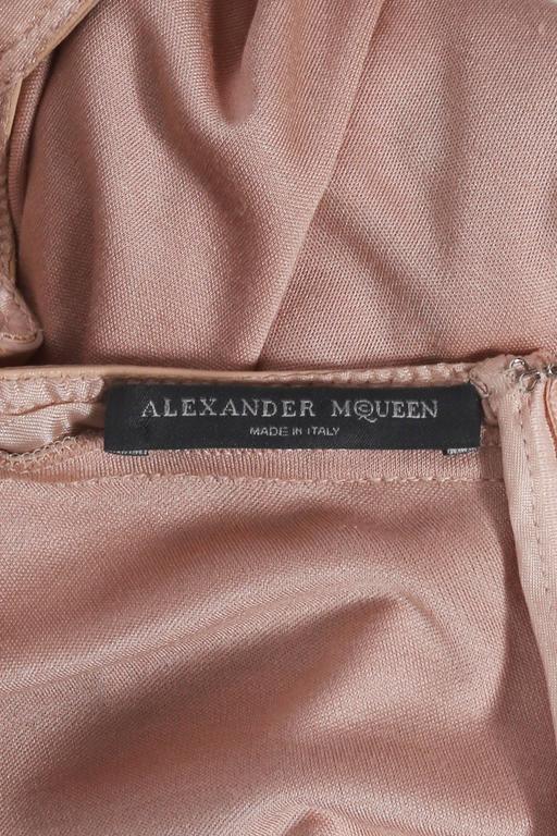 Alexander McQueen nude silk jersey dress with leather bra, circa 2003 For Sale at 1stDibs | 2003