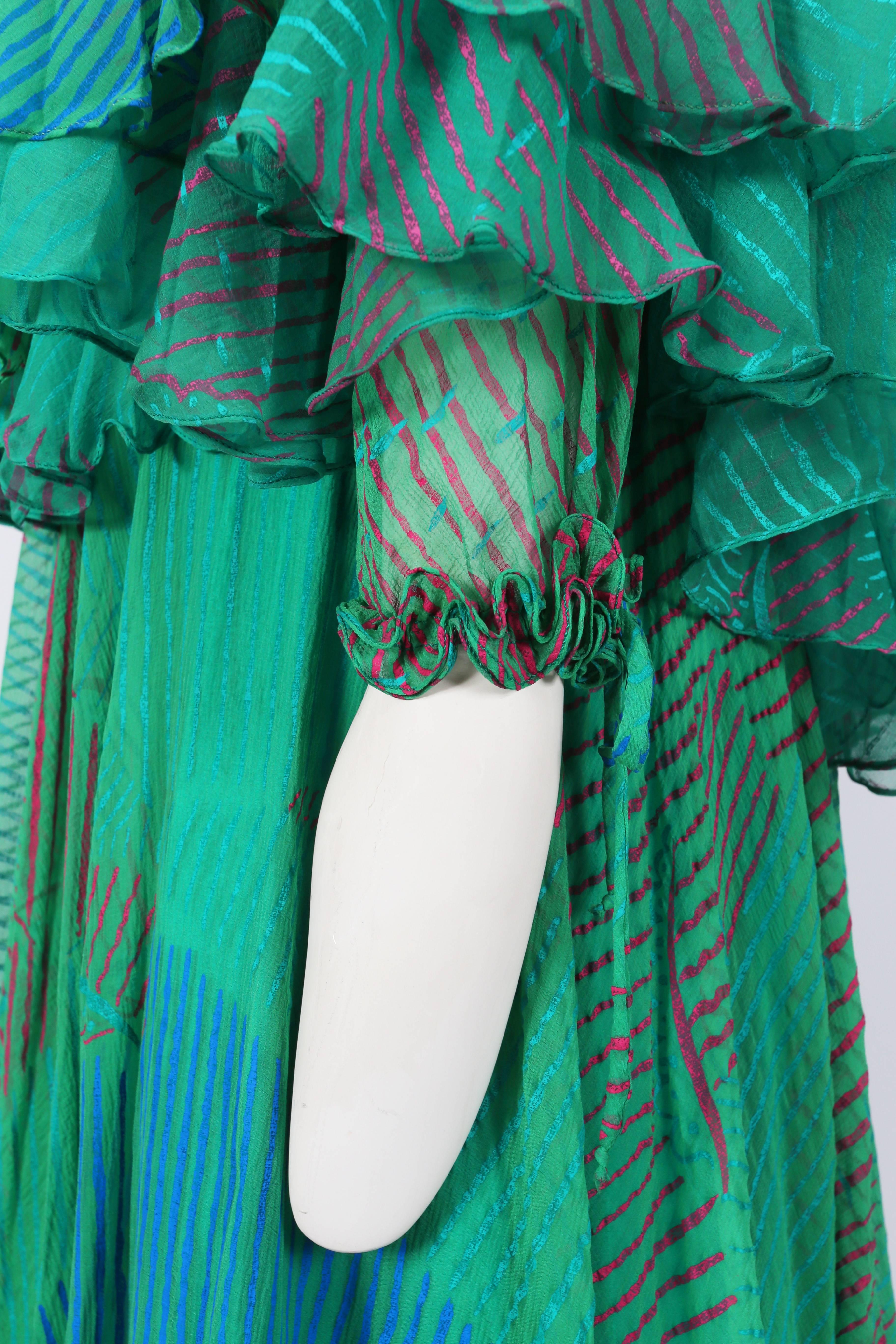 Ossie Clark Celia Birtwell couture silk chiffon screen-print dress, circa 1976 3