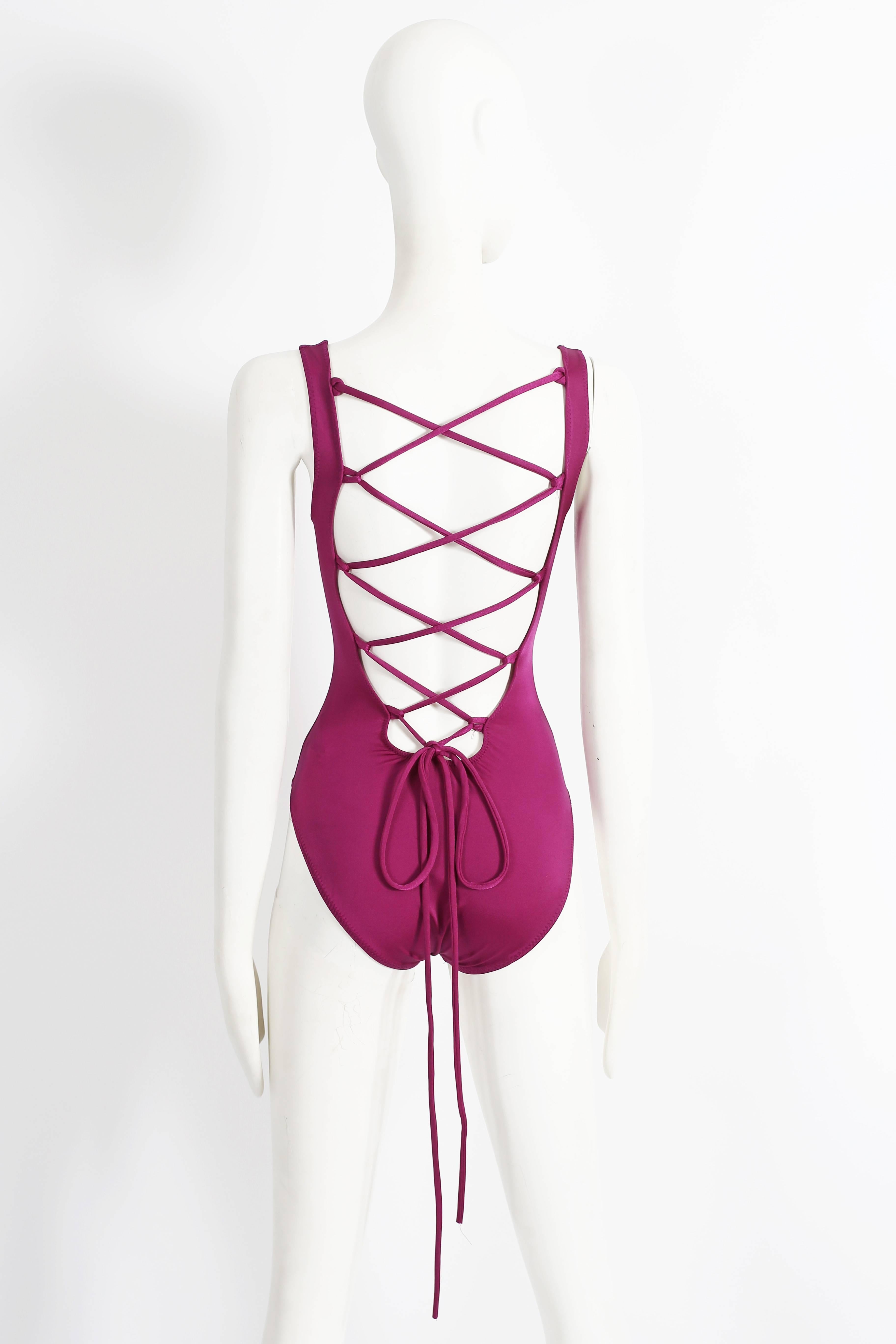 Norma Kamali spandex lace up body, circa 1983 In Excellent Condition In London, GB