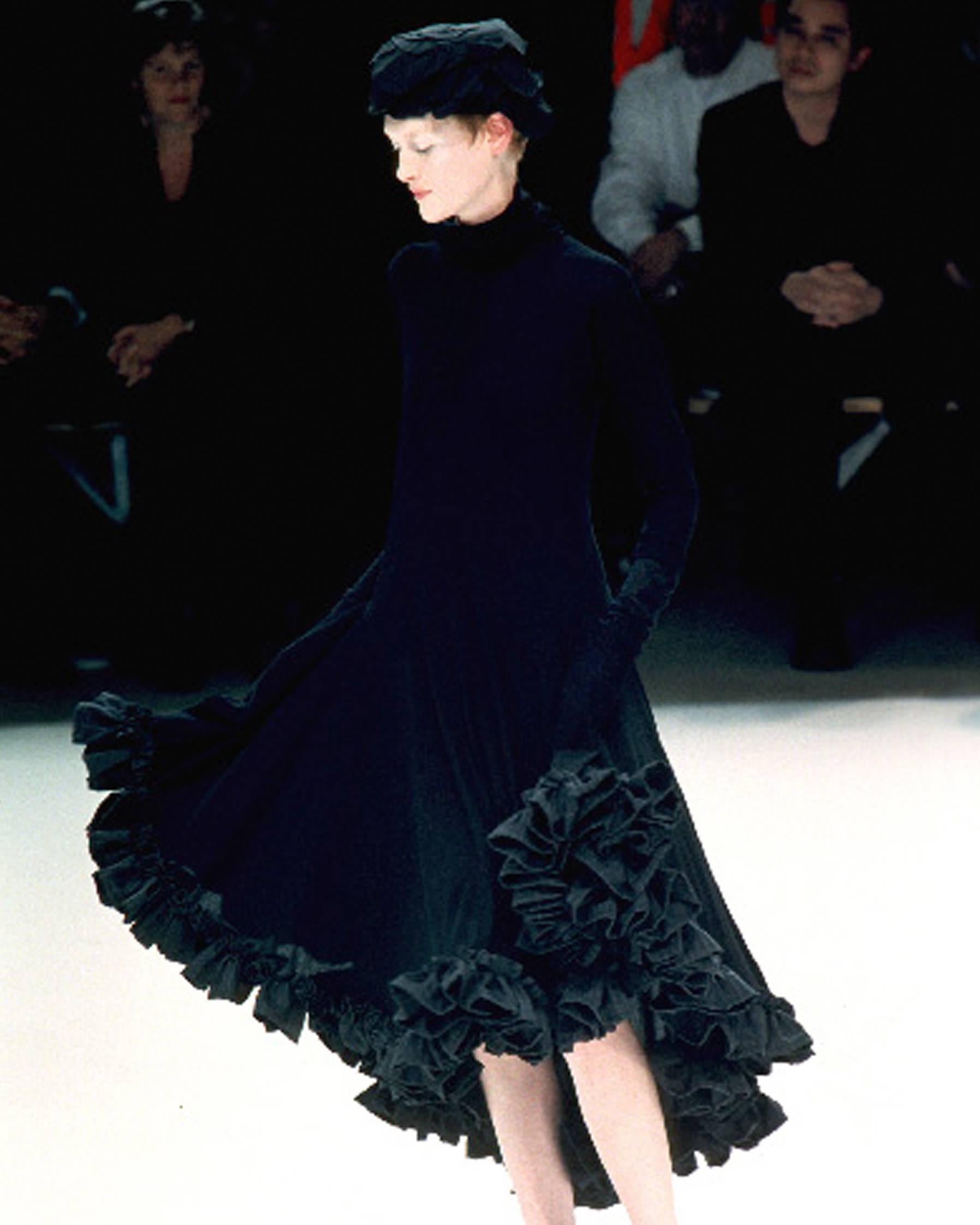Black Yohji Yamamoto black ruffled swing dress, circa 1999