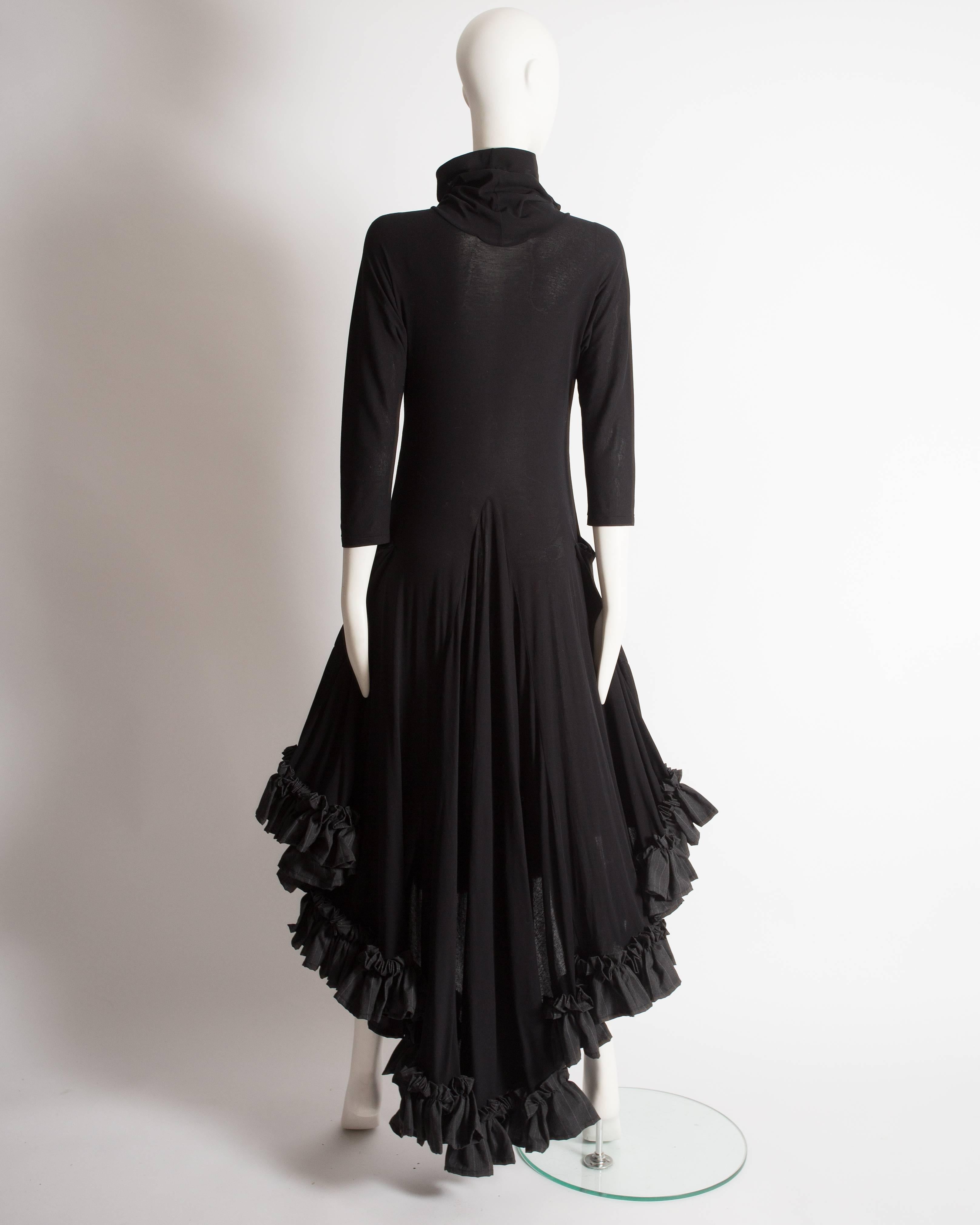 Yohji Yamamoto black ruffled swing dress, circa 1999 In Excellent Condition In London, GB