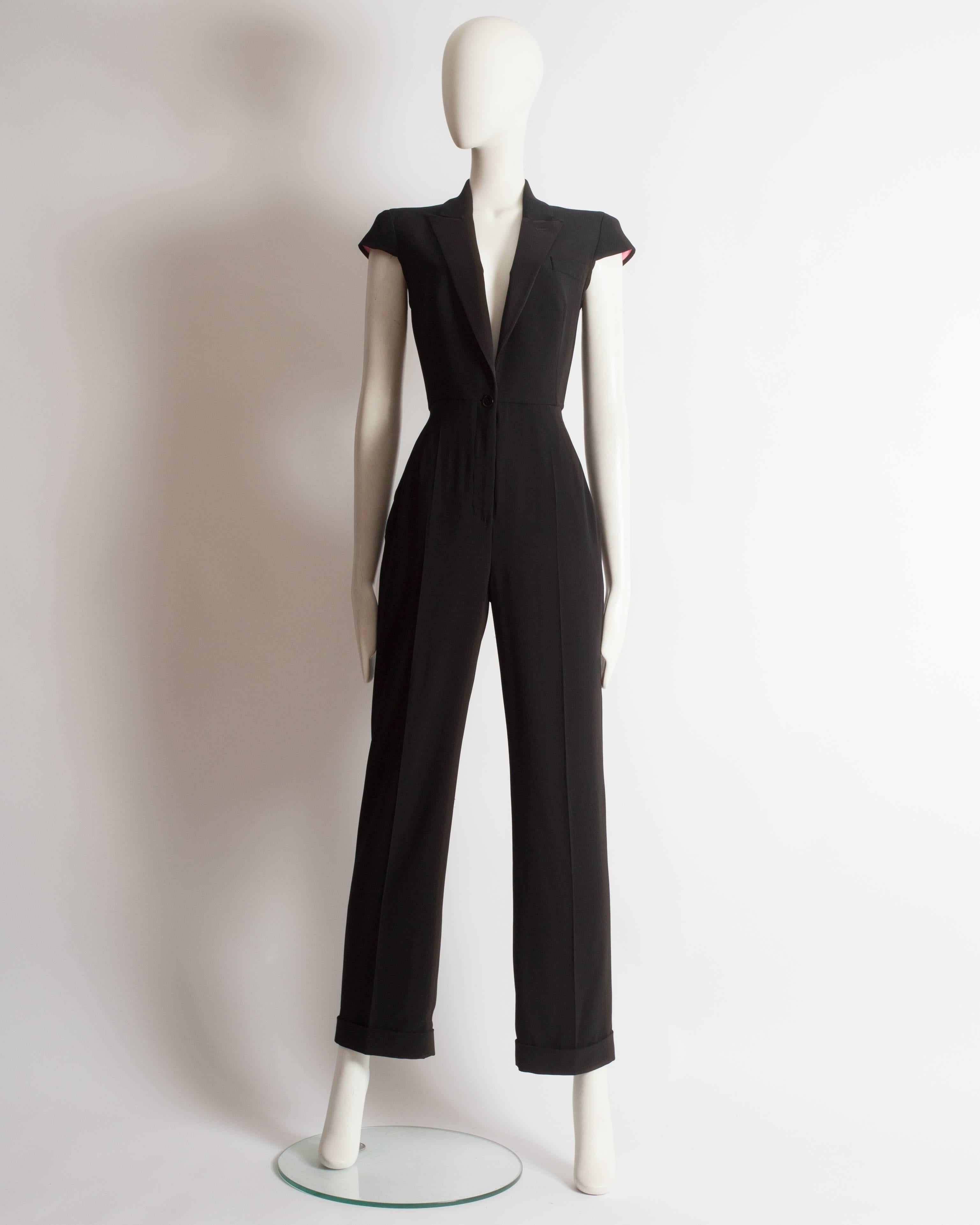 Alexander McQueen tuxedo silk jumpsuit, circa 2008 For Sale at 1stDibs ...