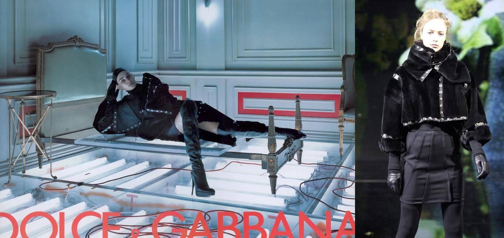 Black Dolce & Gabbana studded sheared beaver fur cropped jacket, AW 2003