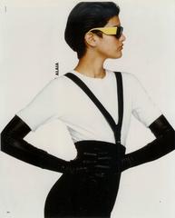 Azzedine Alaia grey knitted wool skirt with leather harness, fw 1987