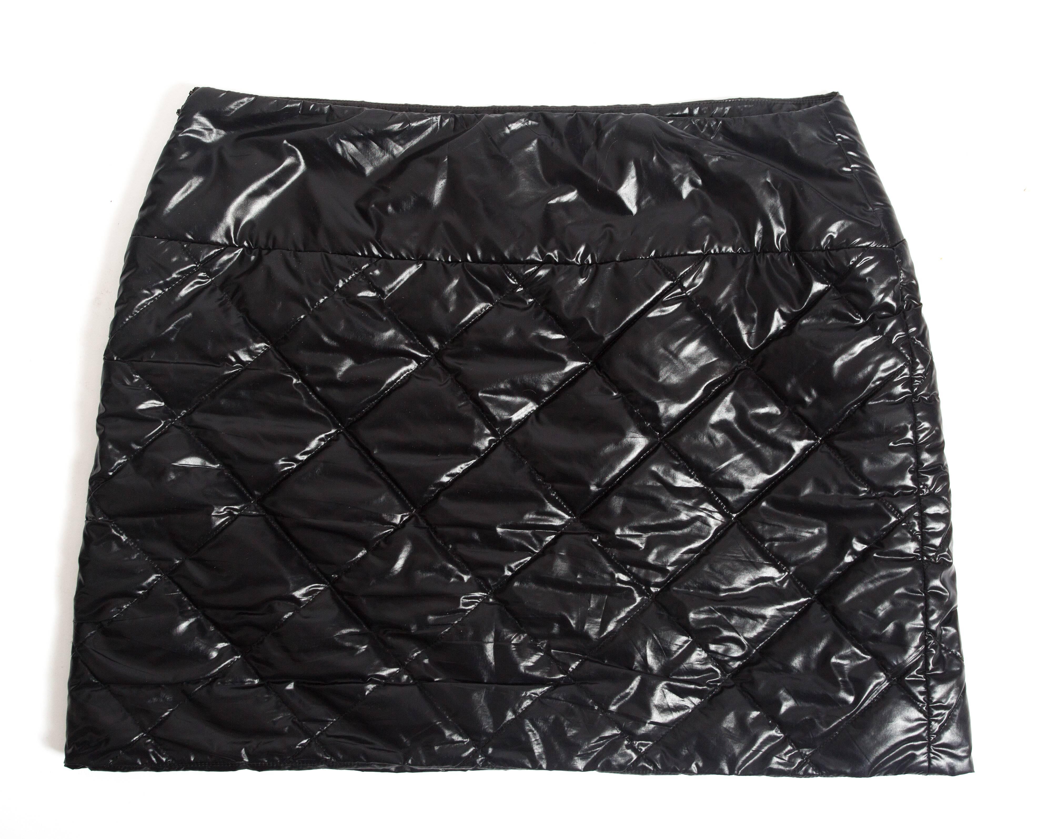 Black Chanel quilted nylon mini skirt, circa 2006