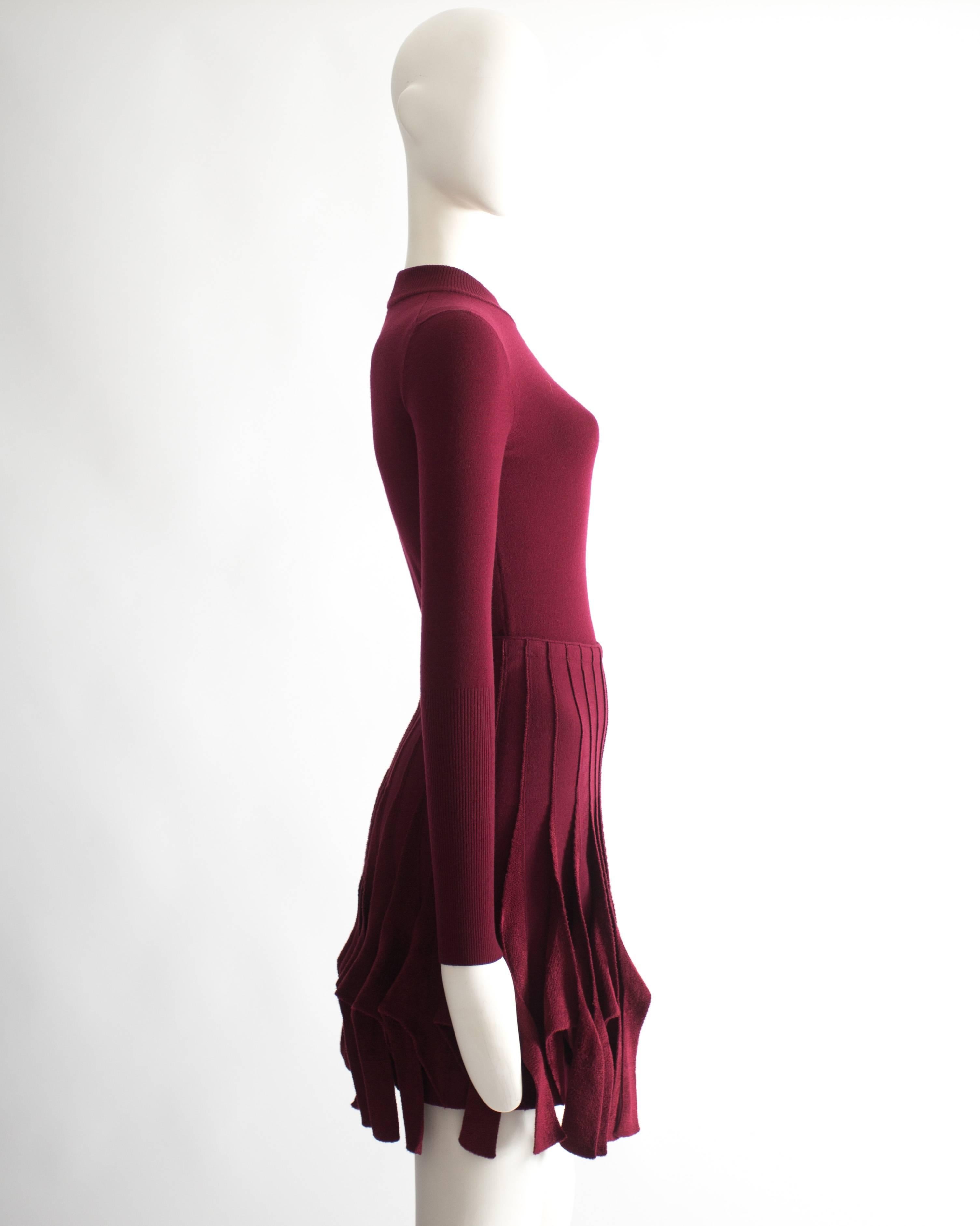 Alaia maroon chenille and wool body and skirt ensemble 1