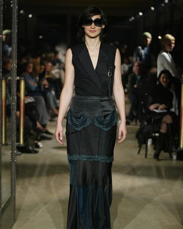 Martin Margiela black artisanal slip dress reconstructed into a