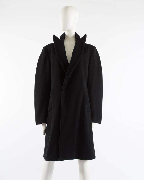 Martin Margiela black wool coat with exaggerated collar, fw