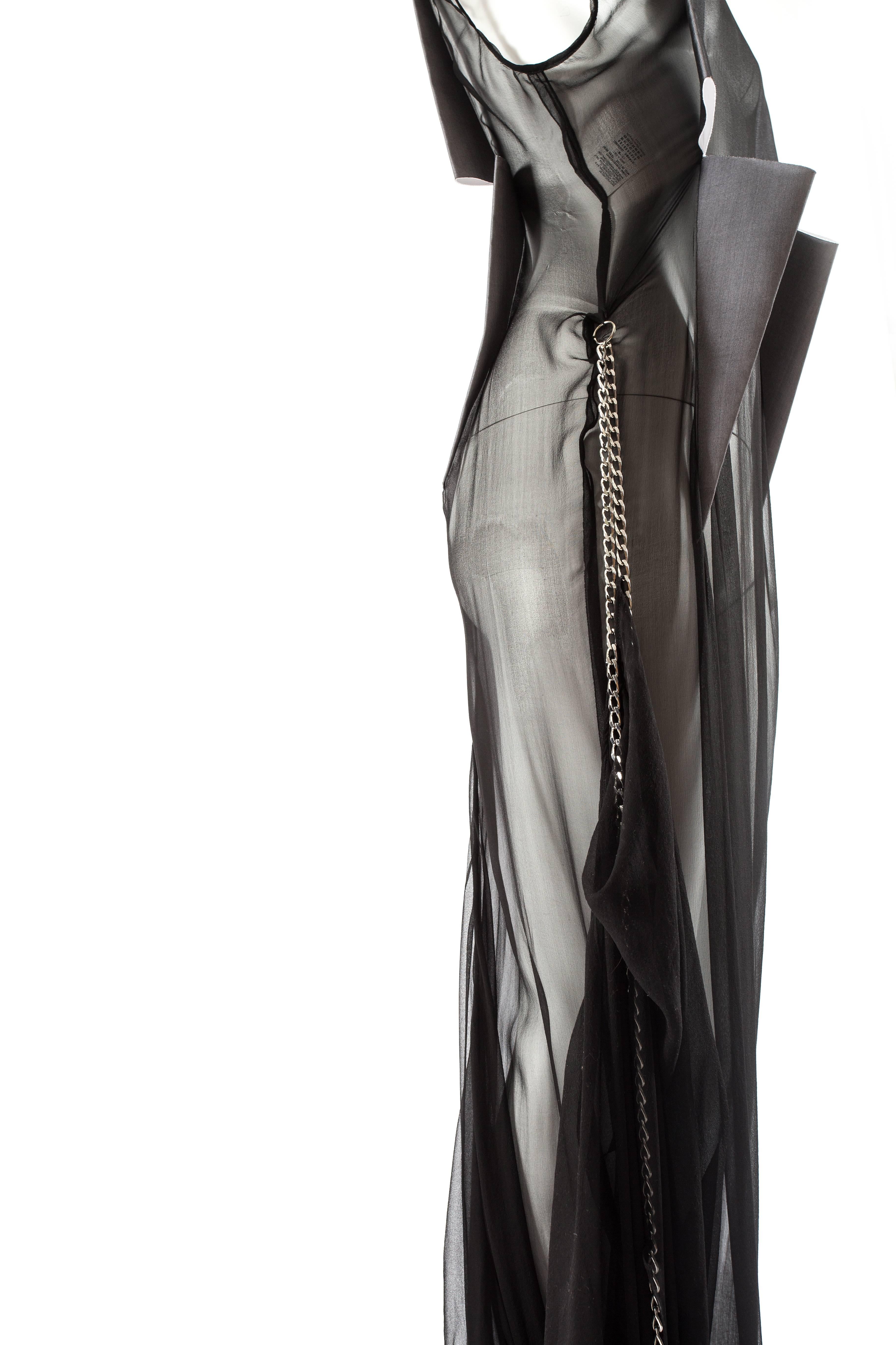 Maison Martin Margiela Spring-Summer 2010 black chiffon evening gown with chains 3