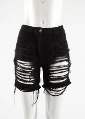 Maison Martin Margiela Spring-Summer 2008 black denim ripped shorts
