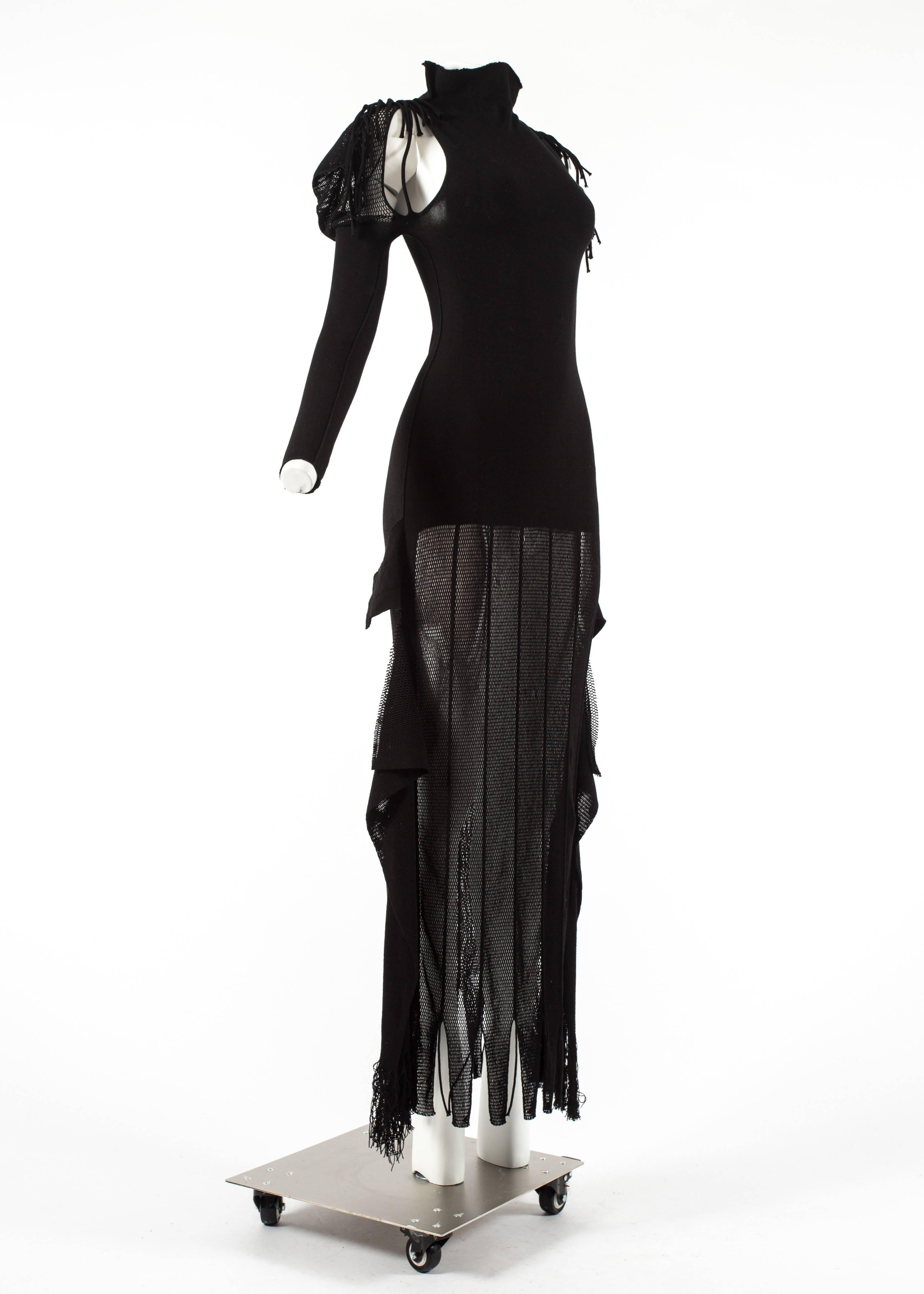 Black Issey Miyake A-POC 1990s black evening dress 