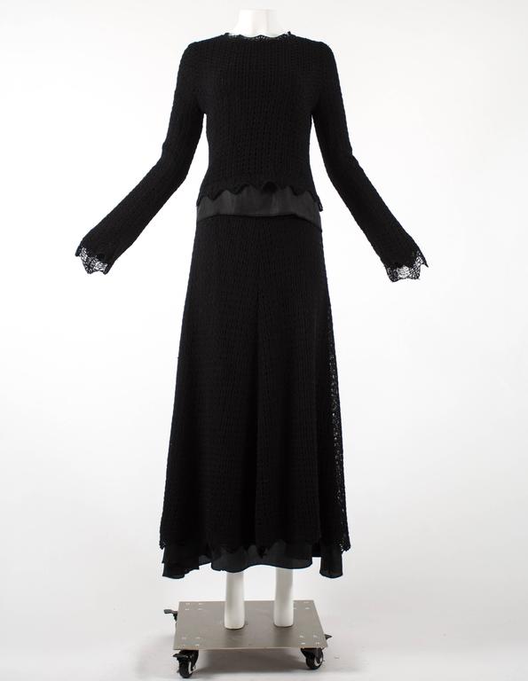 Maison Martin Margiela early 1990s black crochet wool and satin skirt ...