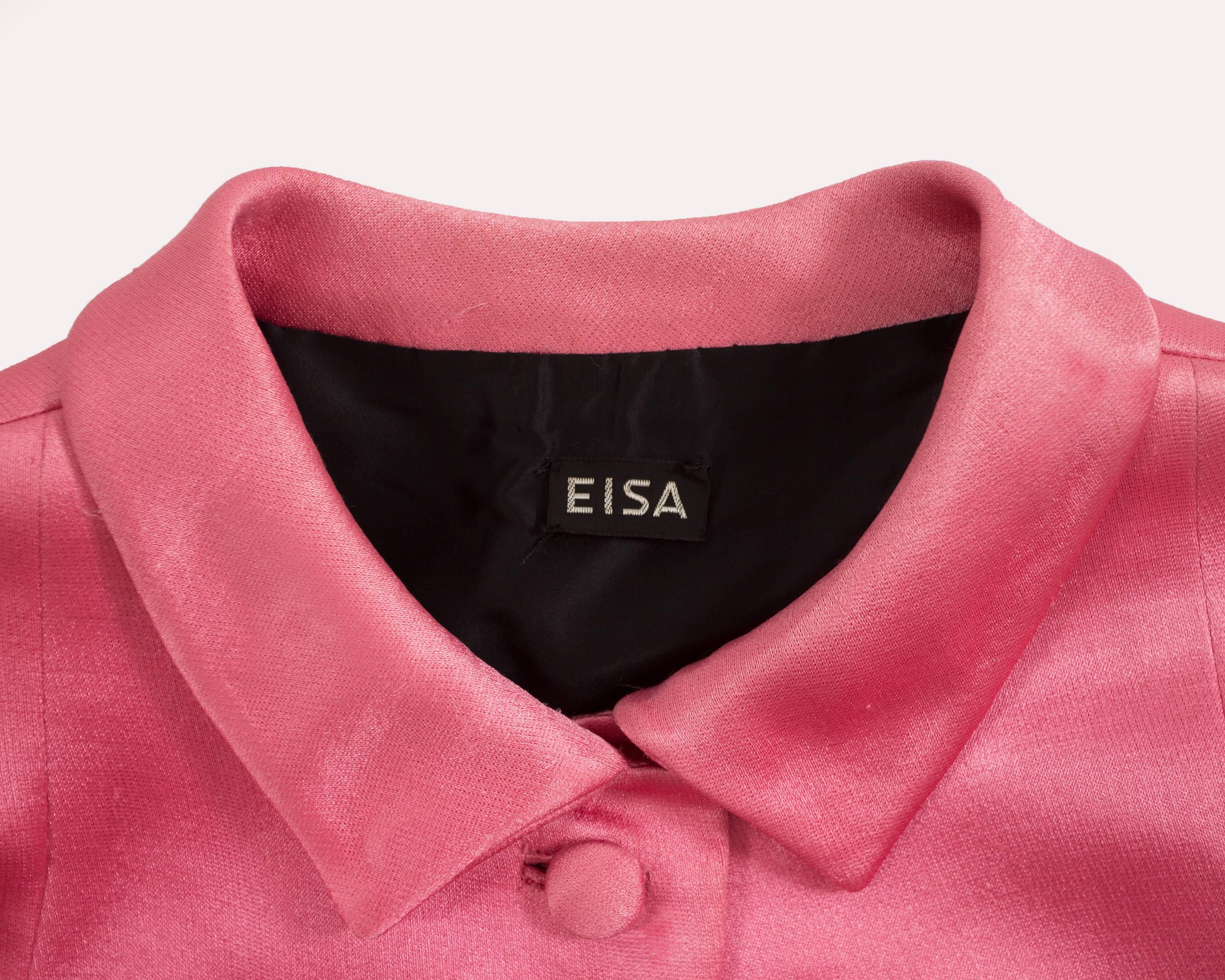 Balenciaga 1963 Haute Couture hot pink silk evening coat 1