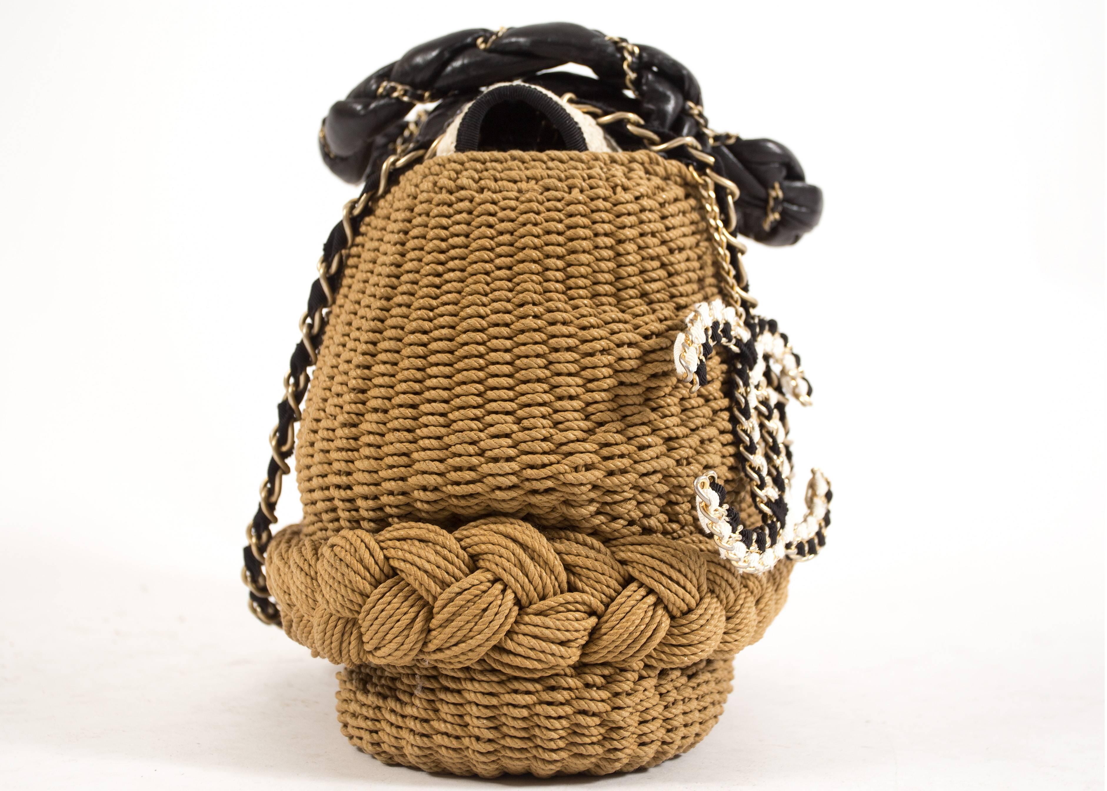 Brown Chanel Spring-Summer 2010 woven straw 'Coco Country' top handle basket bag