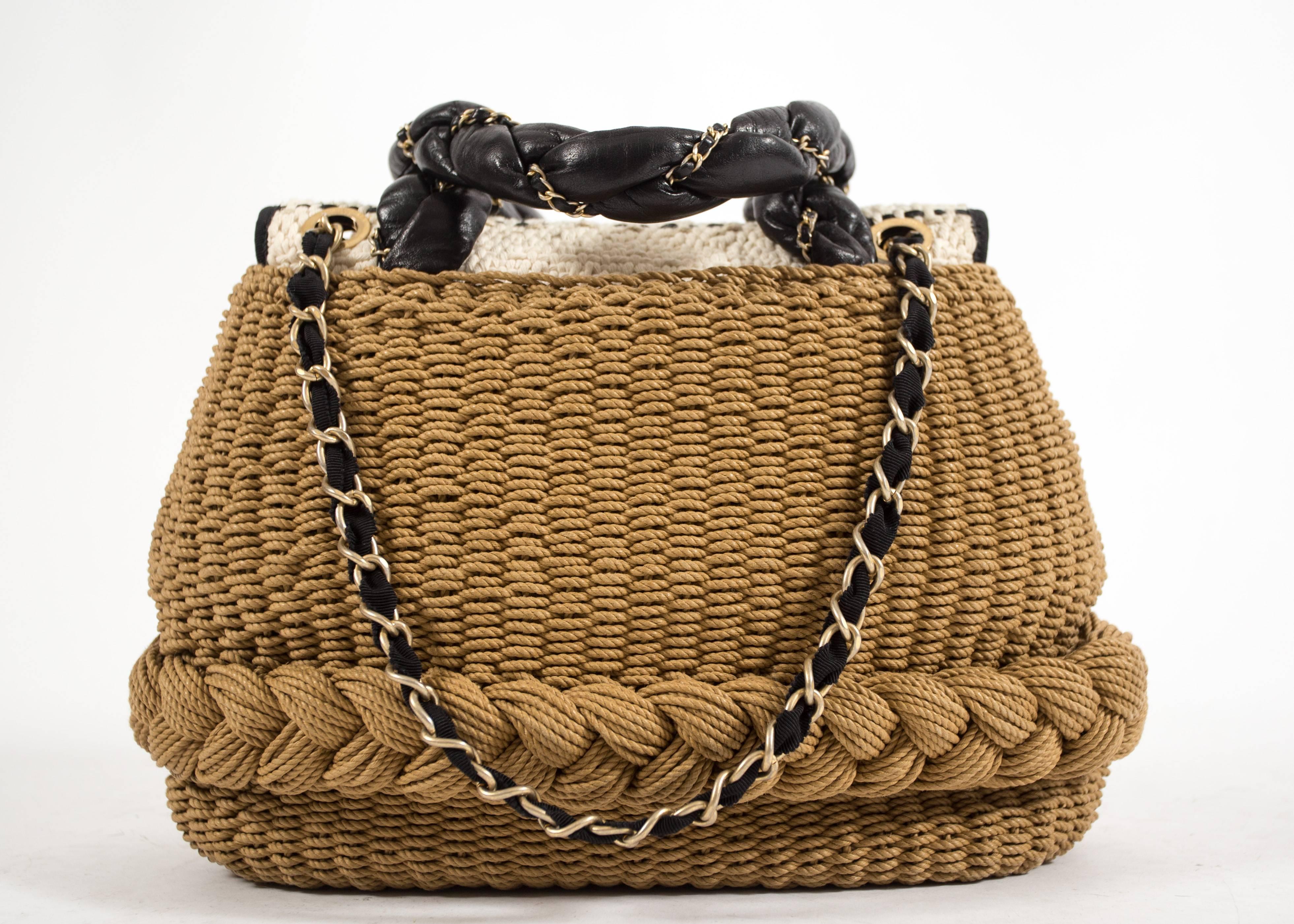 Women's Chanel Spring-Summer 2010 woven straw 'Coco Country' top handle basket bag