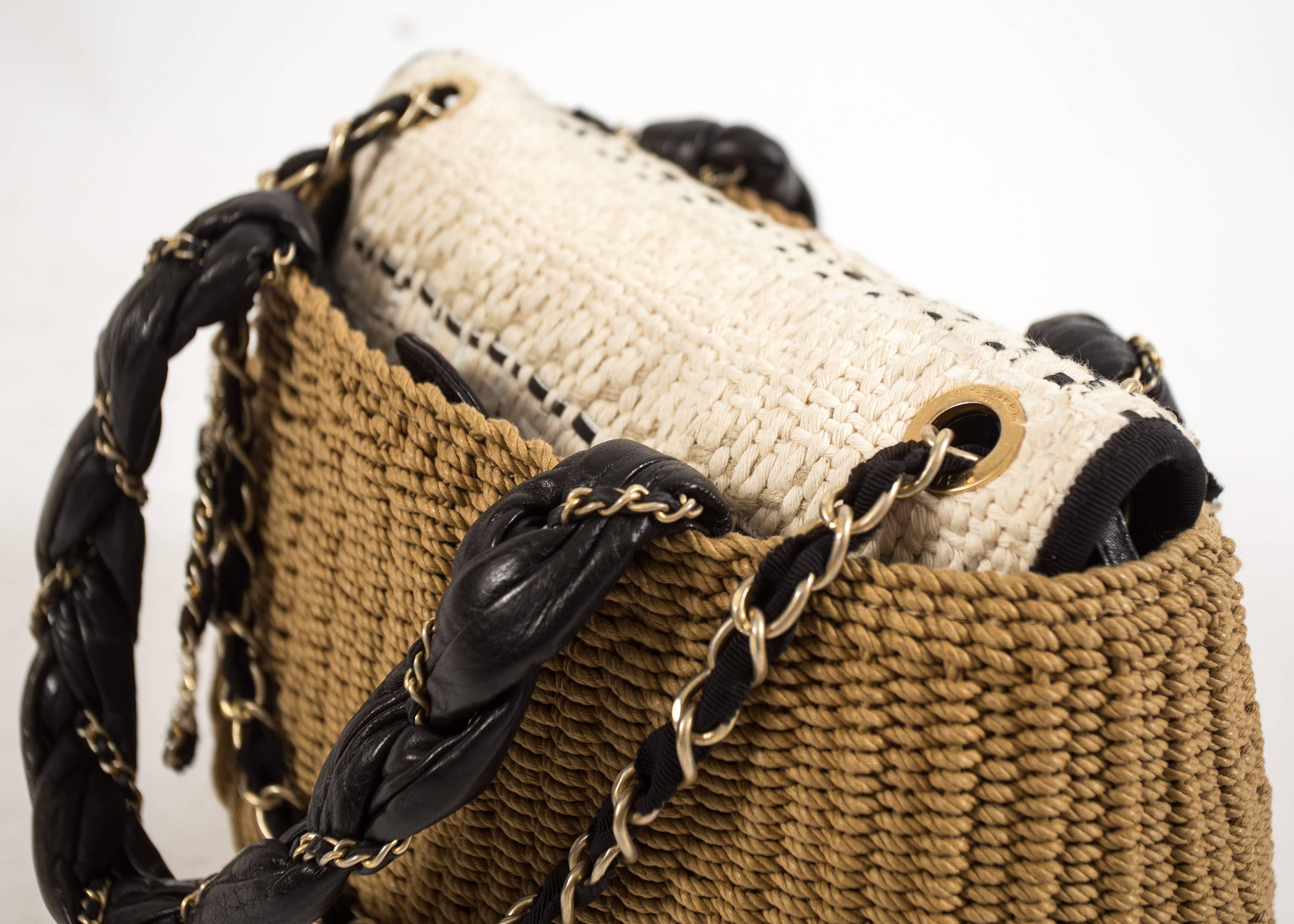 Chanel Spring-Summer 2010 woven straw 'Coco Country' top handle basket bag In Excellent Condition In London, GB