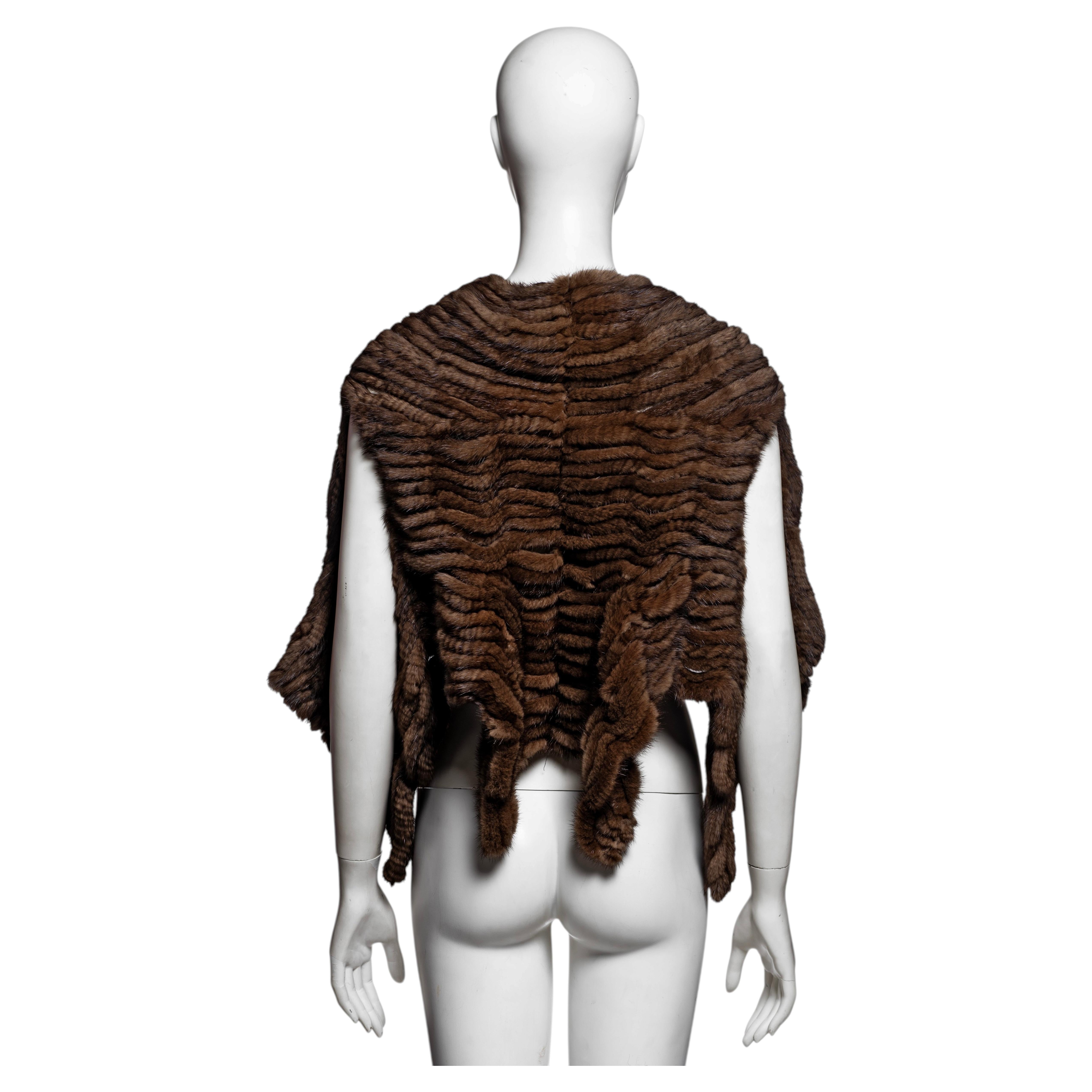 Bolero sin mangas de Revillon by Rick Owens, de visón marrón con lazo, otoño-invierno 2003 en venta