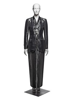 Jean Paul Gaultier Metallic Gunmetal Grey Tailored Maxi Skirt Suit, FW 1997