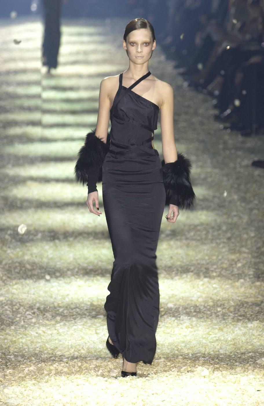 Tom Ford for Gucci Autumn-Winter 2003 black silk bondage evening dress In Excellent Condition In London, GB