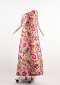 Christian Dior 1960s asymmetric silk evening a-line dress